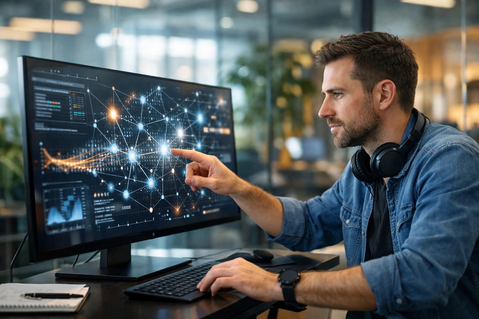 IT specialist configuring Agentic AI and ServiceNow ITOM for automated workflow efficiency.