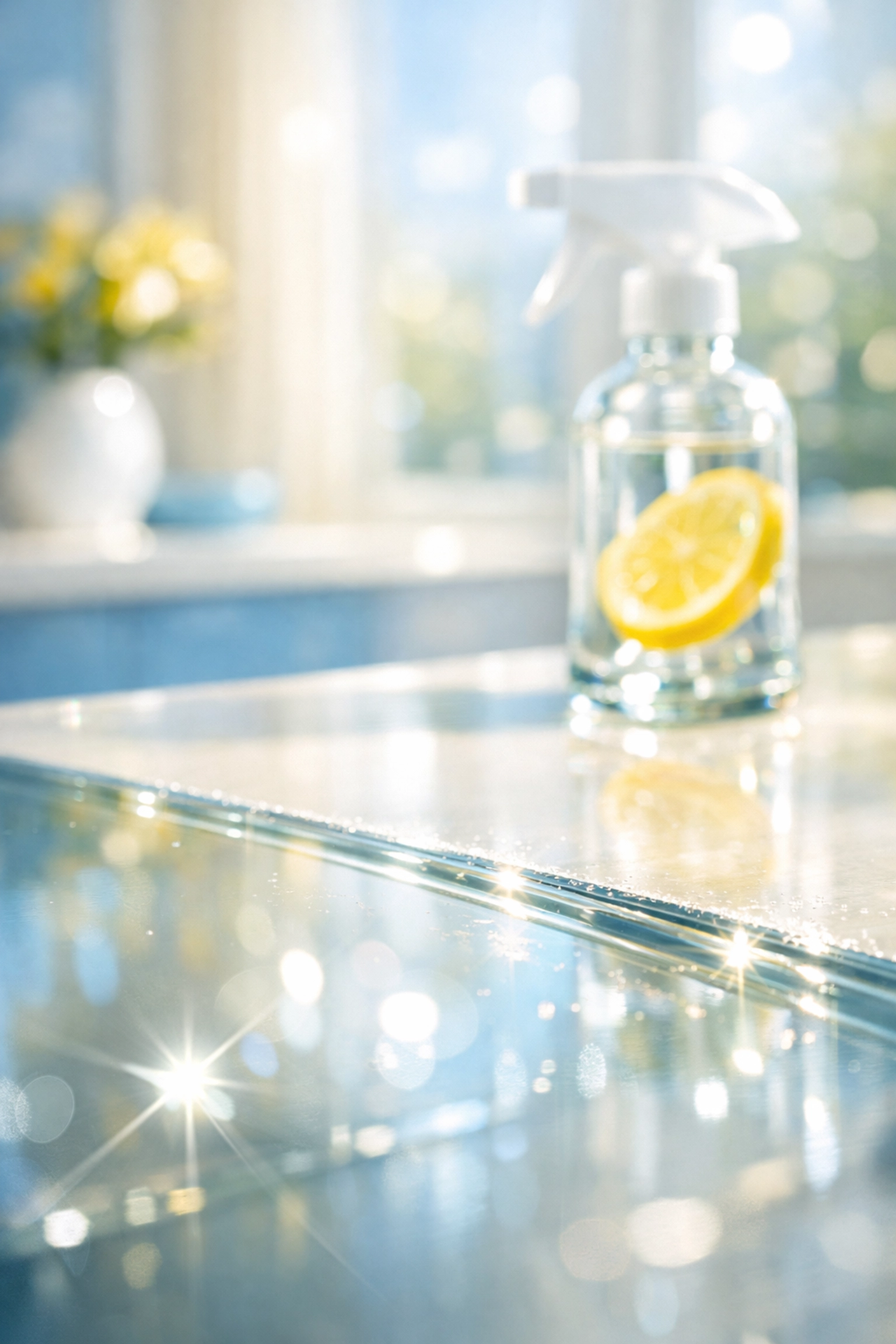 Sparkling glass surface reflection in a Shrewsbury home using eco-friendly house cleaning service methods.