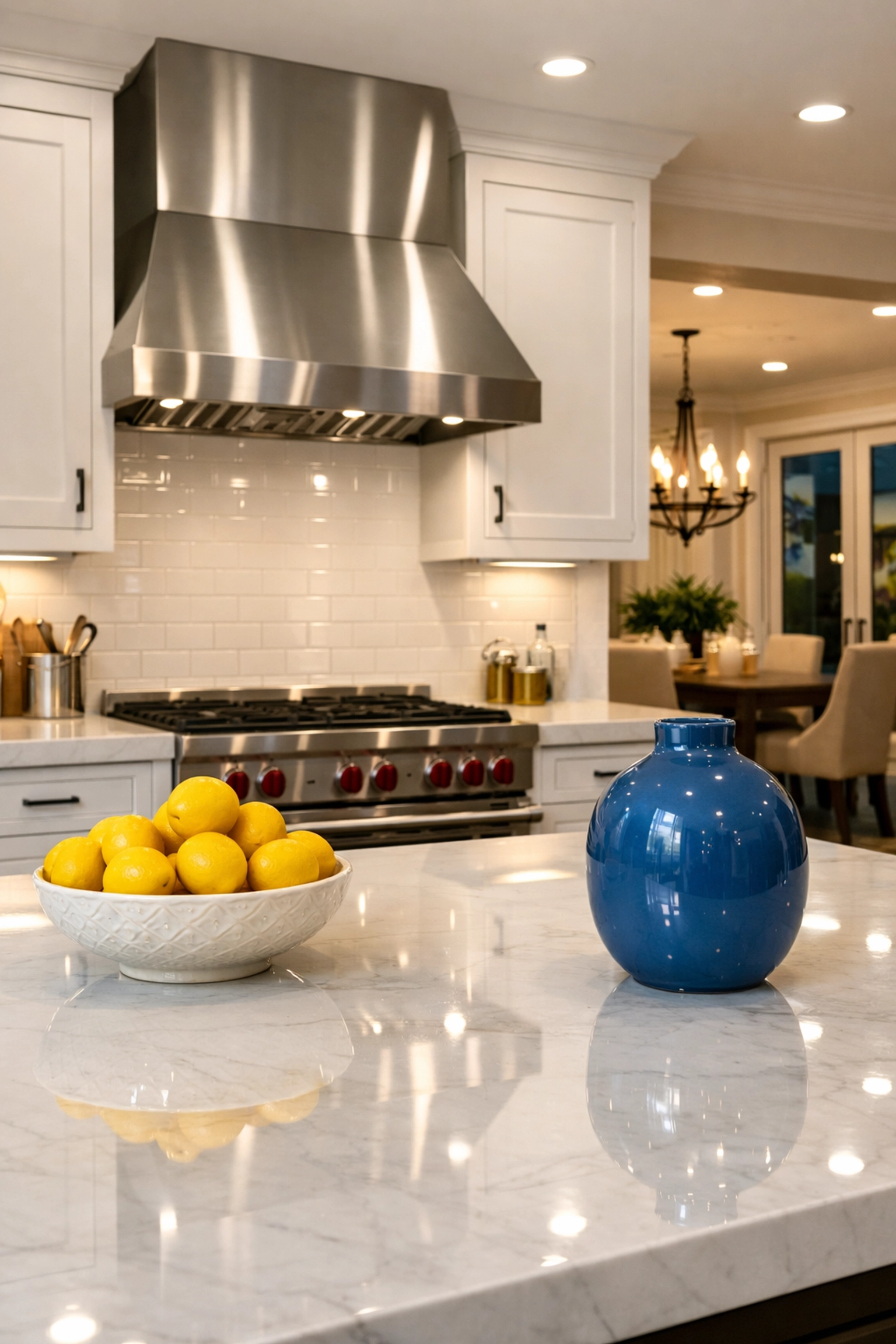Degreased gourmet kitchen with sparkling white cabinets after a detailed deep cleaning Worcester service.