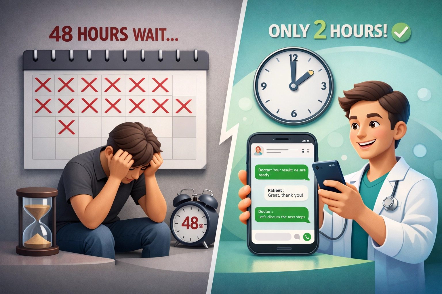 Comparison of 48-hour telehealth wait times versus ChatWithDr's under 2-hour online doctor consultation response