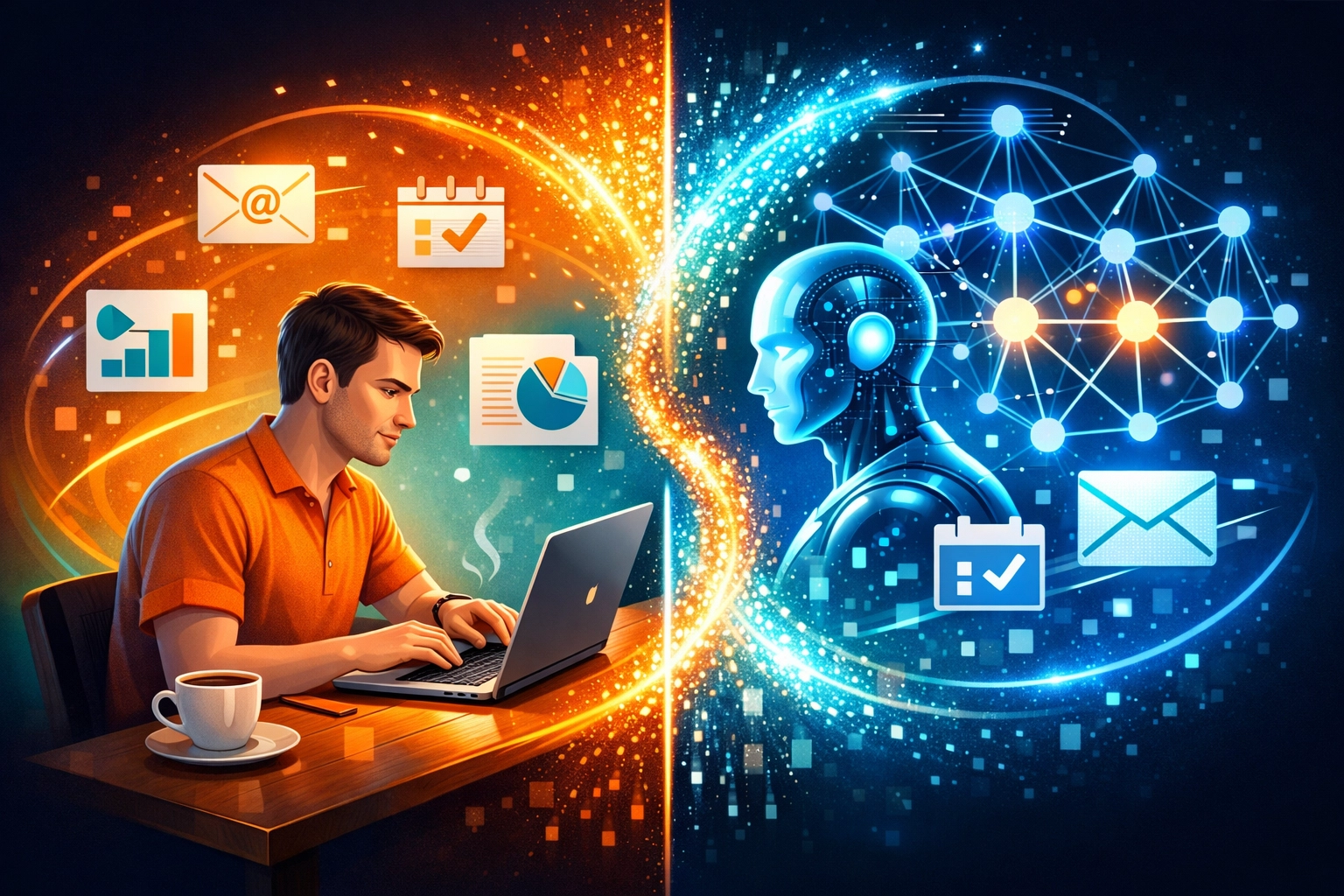 Marketing team collaborating with AI automation tools to streamline workflow processes