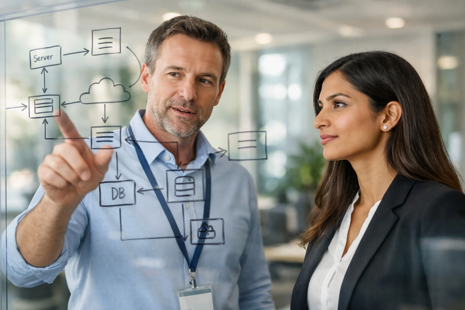 IT consultants collaborating on a ServiceNow Xanadu upgrade strategy to minimize technical debt.