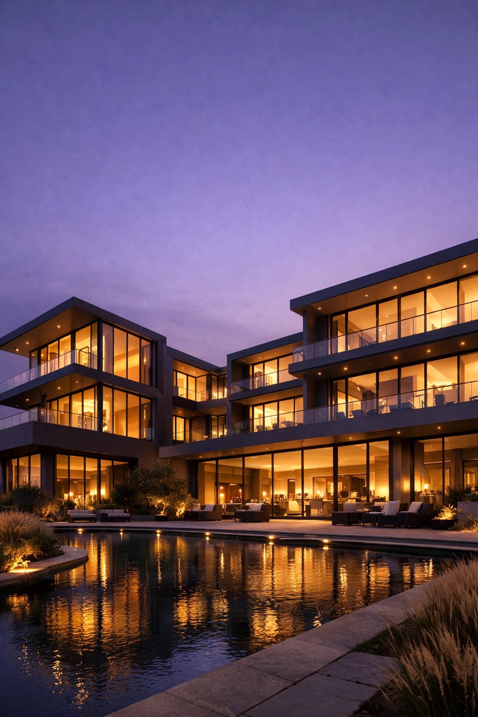 Modern boutique hotel exterior representing scalable multi-property management with cloud-native software.