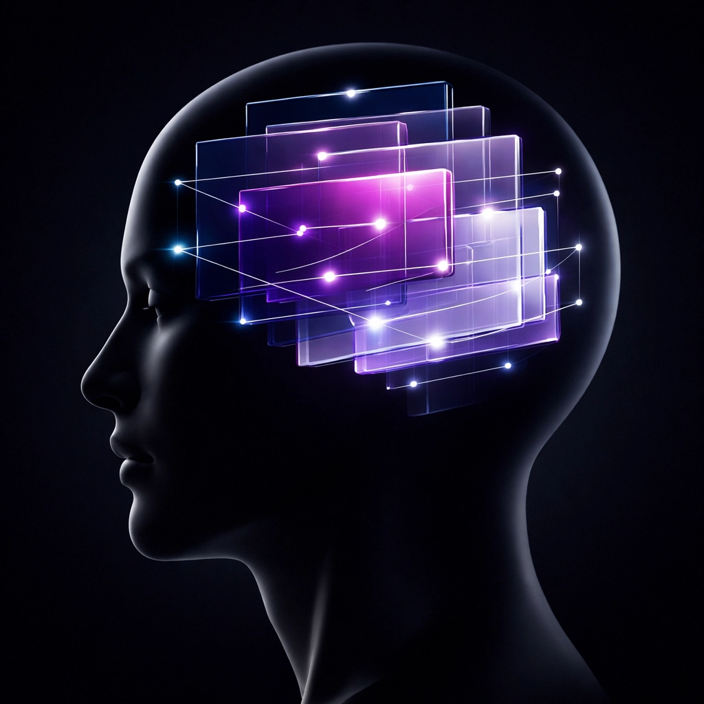 Visual representation of a neurodivergent mind using color-coded categories to achieve flow state and productivity.