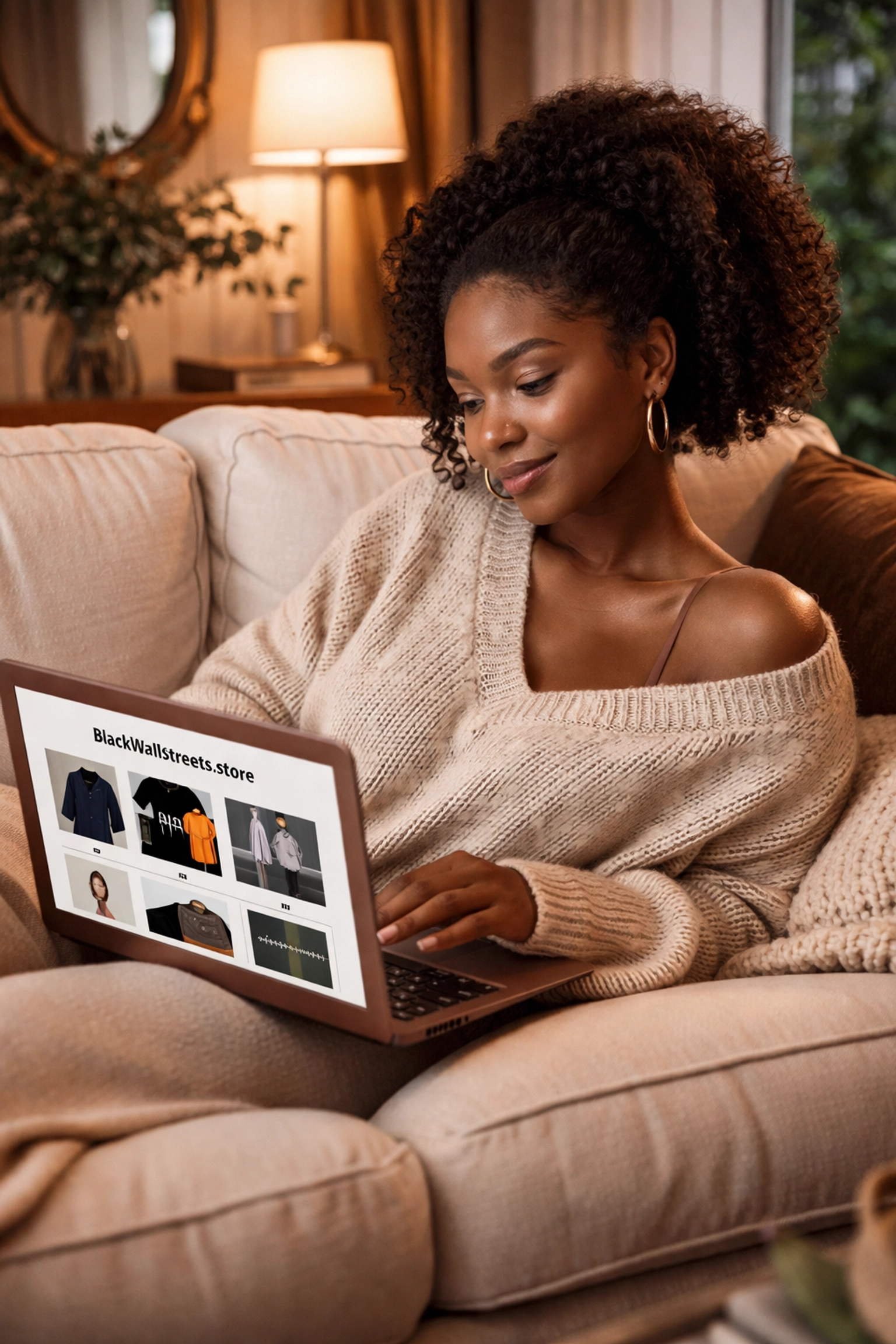 The Ultimate Guide to Shopping Black-Owned Beauty Products: Everything You Need to Succeed Woman shopping for Black-owned beauty products online at the Black Wall Streets marketplace