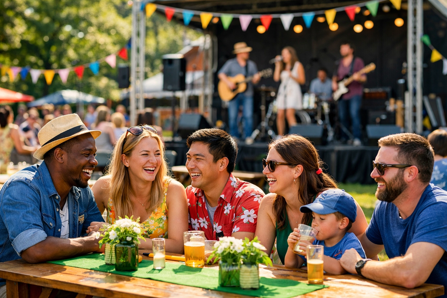 Community gathering at the Smyrna St. Patrick’s Day Festival at Atkins Park with live music and food.