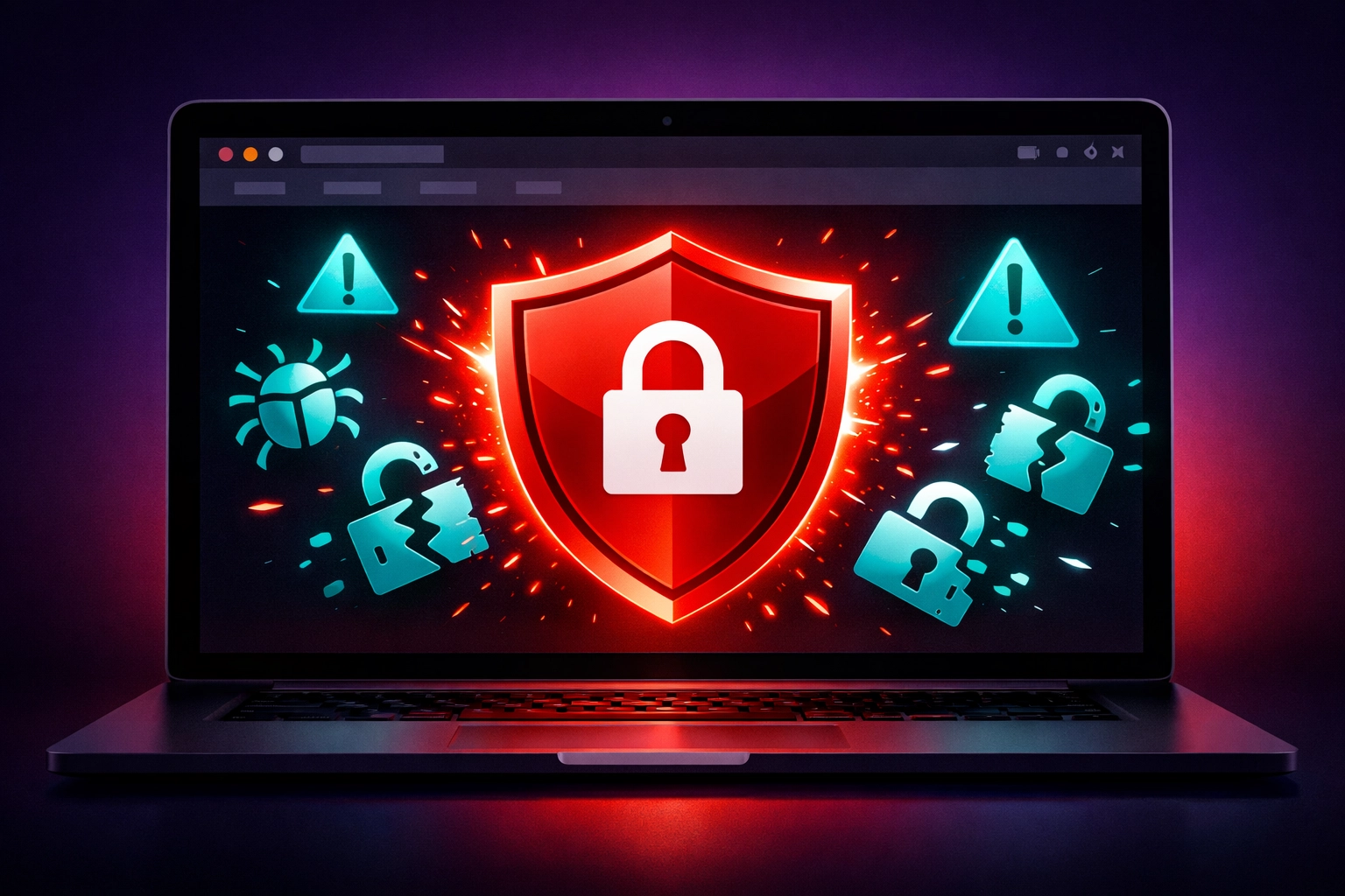 Website security protection blocking malware and cyber threats for small business site