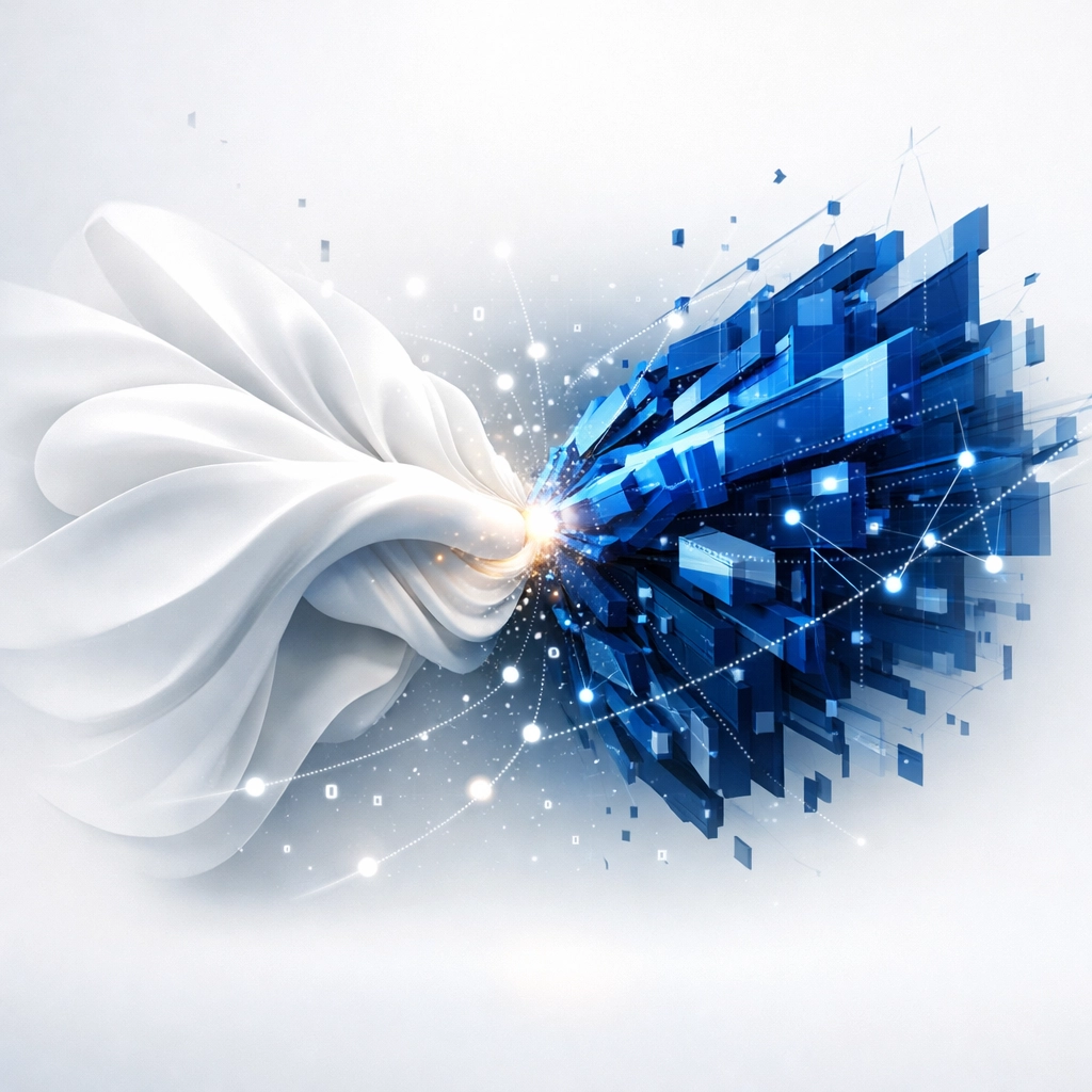 Human and AI collaboration visualization showing integrated leadership approach