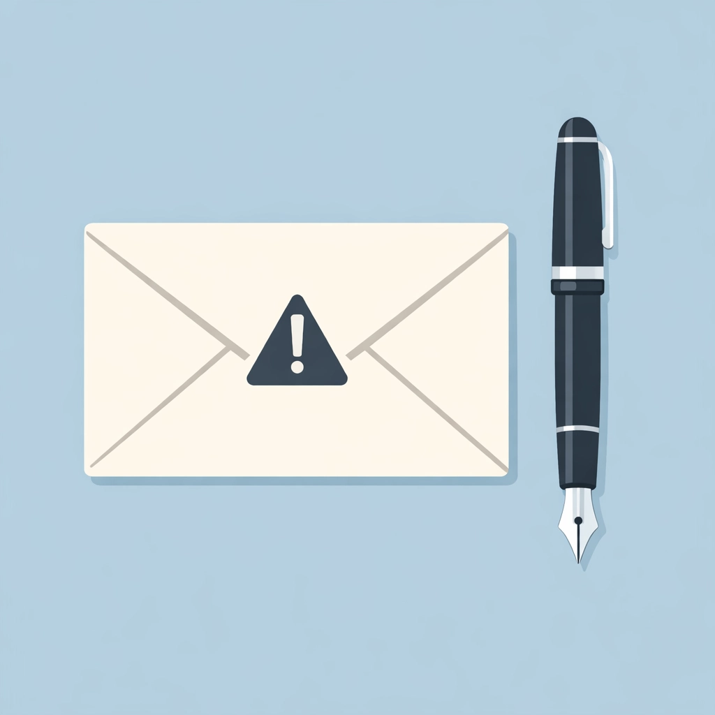 Sobre y pluma estilizada representando el envío de una carta de disputa para limpiar el crédito legalmente.
