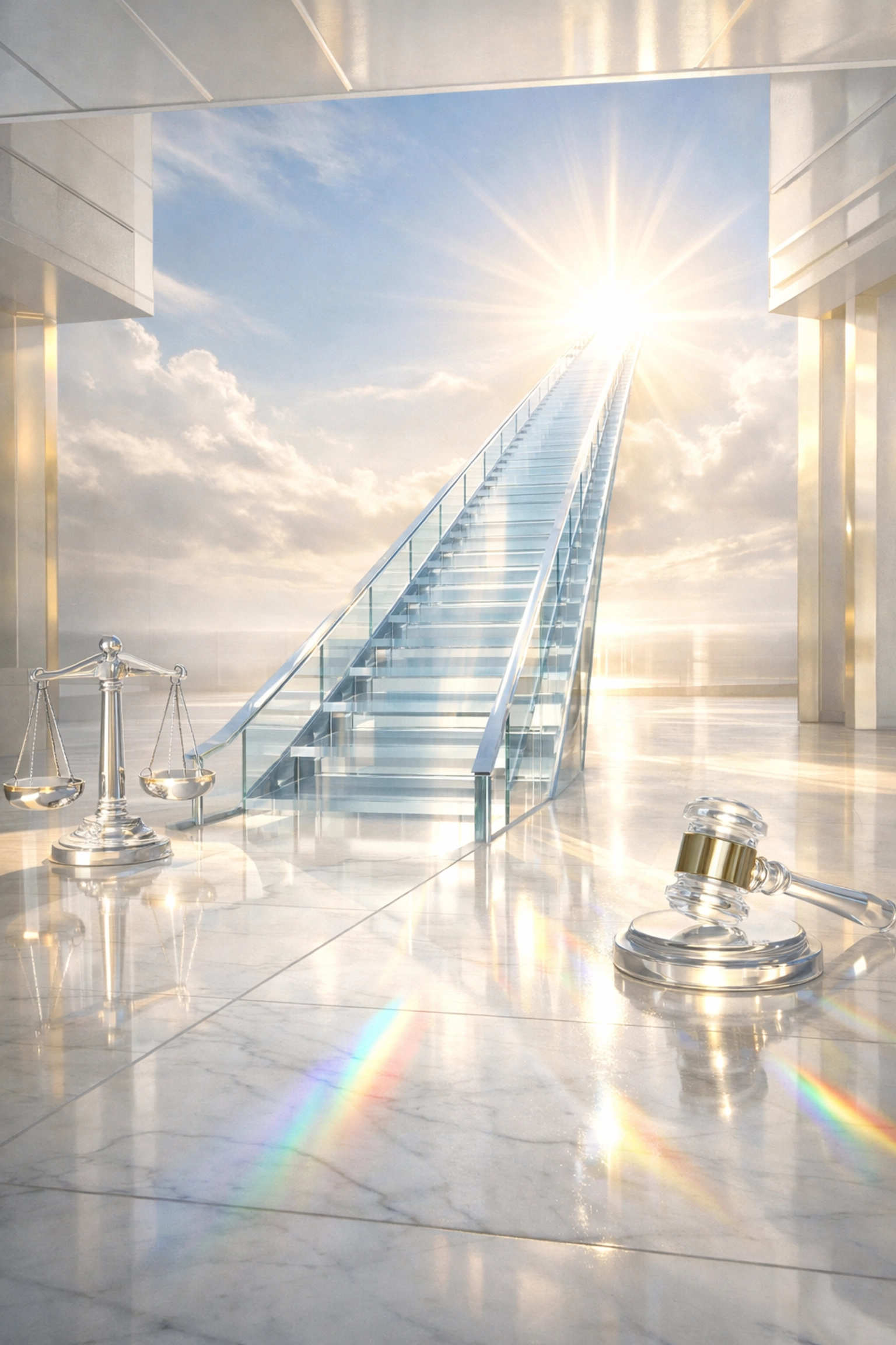 A symbolic glass pathway representing a strategic roadmap for law firm DEI growth and long-term success.