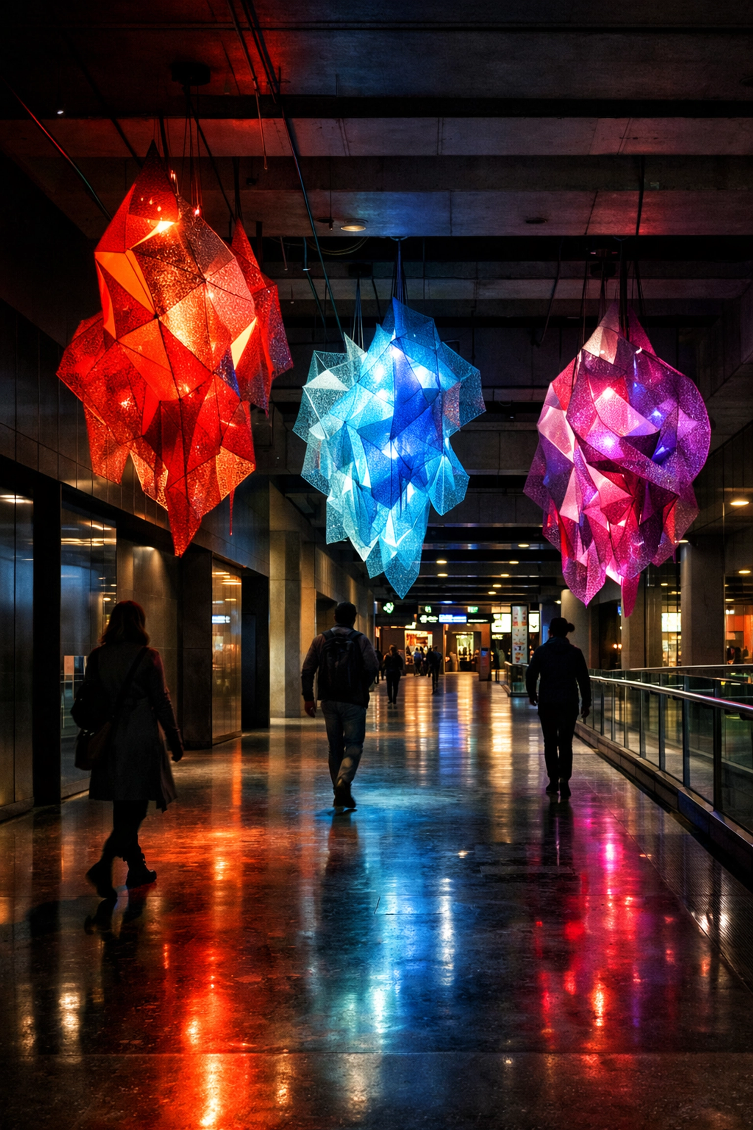 Contemporary art installation in Montreal's Underground City during the Art Souterrain festival exhibit.
