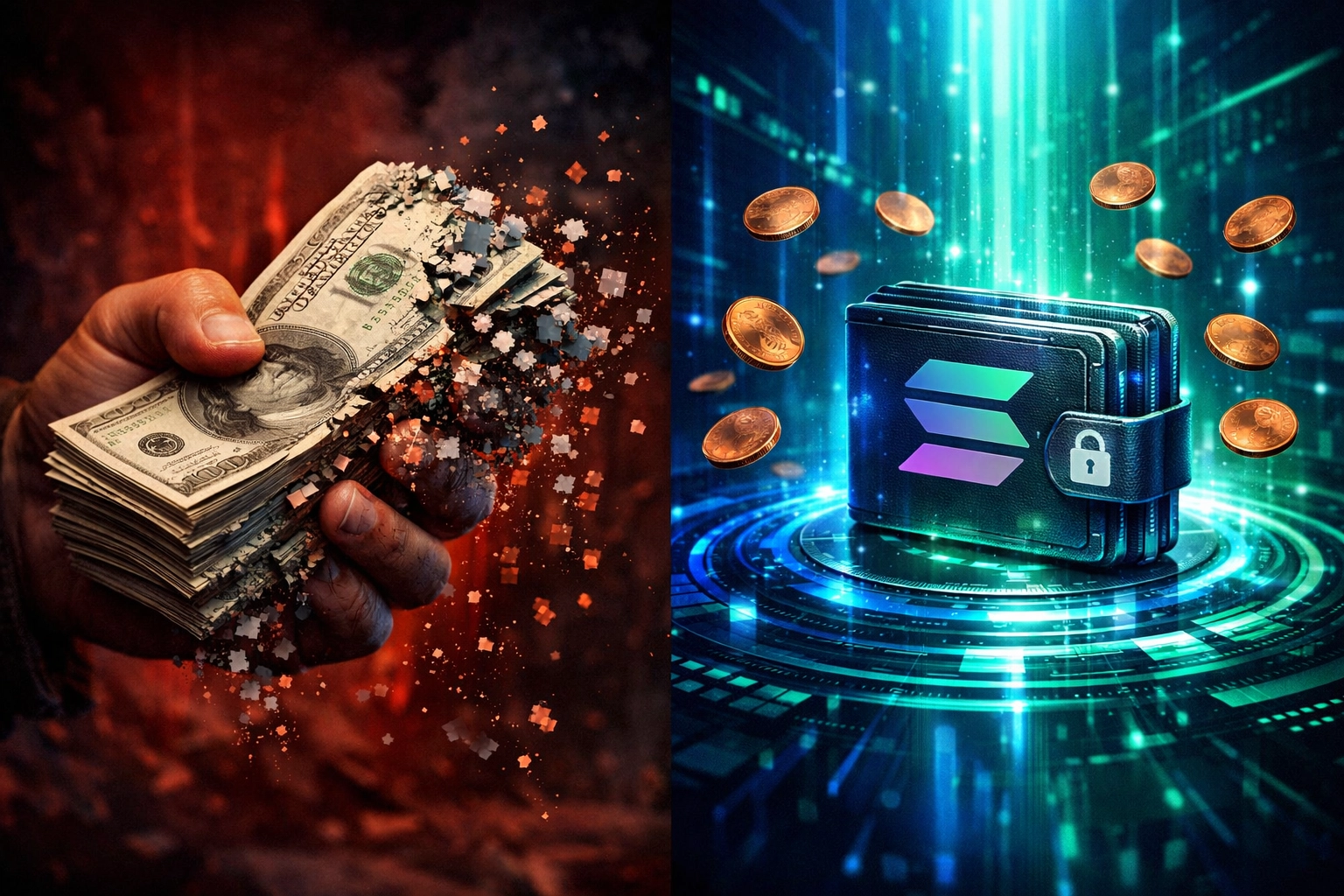 Comparison of high crypto payment processing fees versus low Solana gas fees for merchants