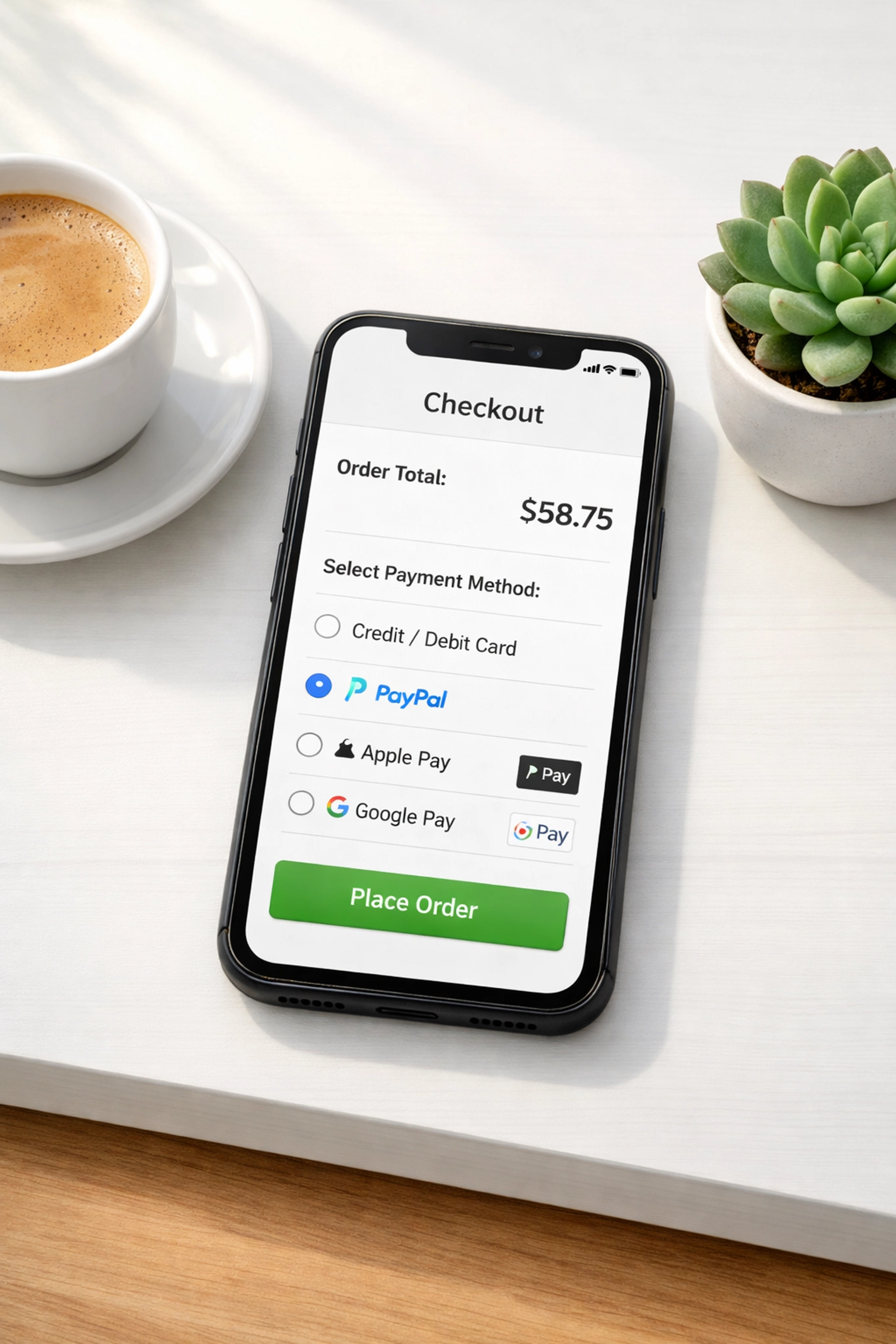 Smartphone showing online checkout screen with Affirm payment options