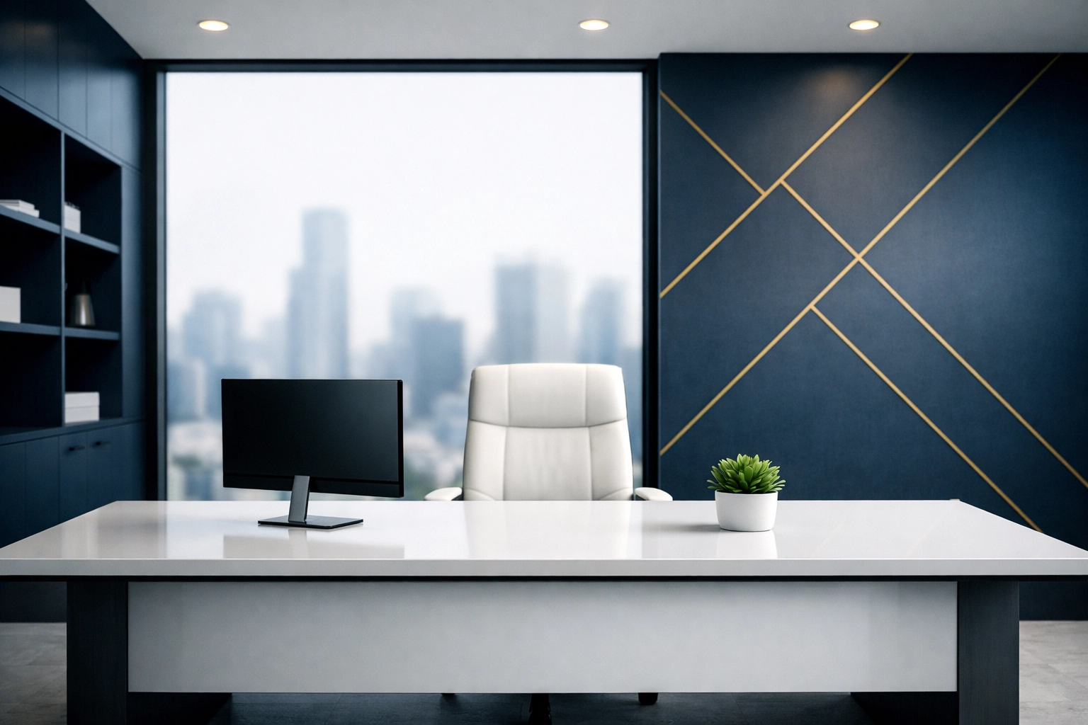 Clean executive office in Worcester with a clutter-free desk and professional office cleaning services.