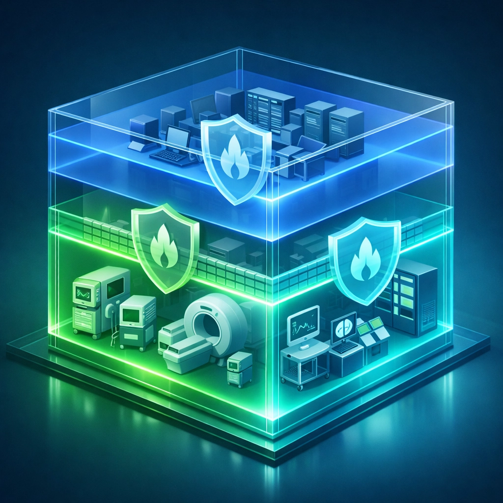 Network segmentation separating medical devices from administrative systems
