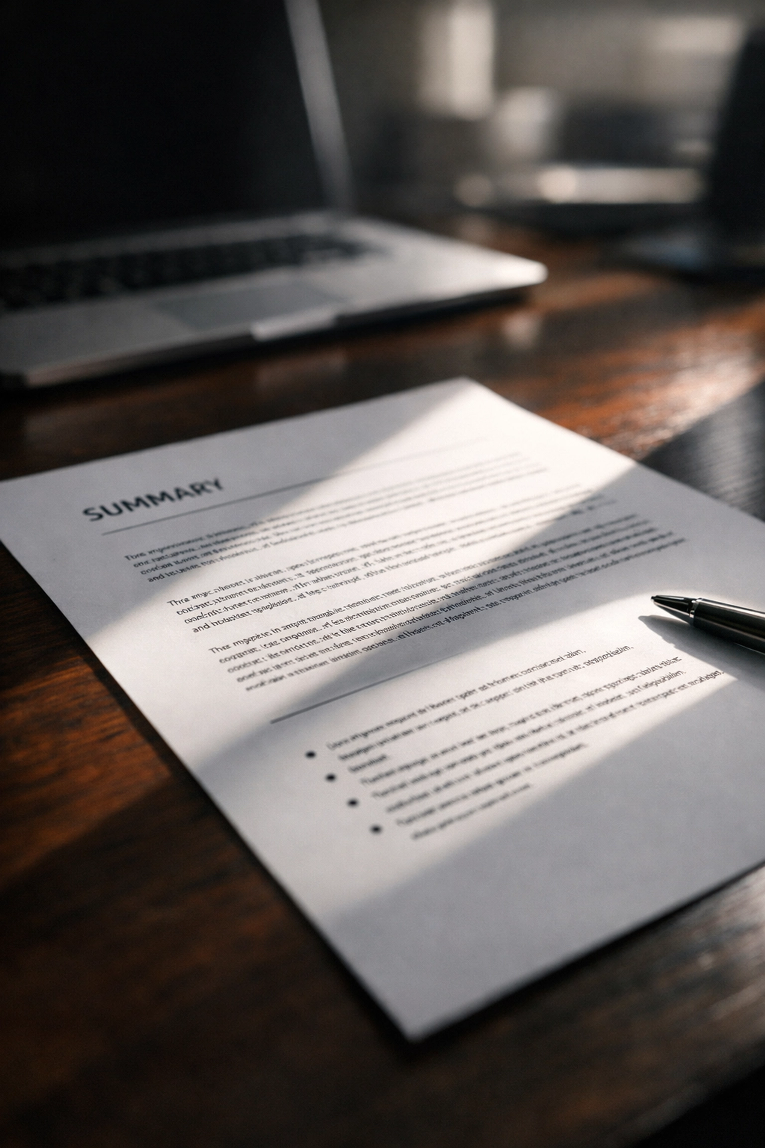 Professionally structured minimalist resume on a desk, representing a clean format for ATS parsing success.