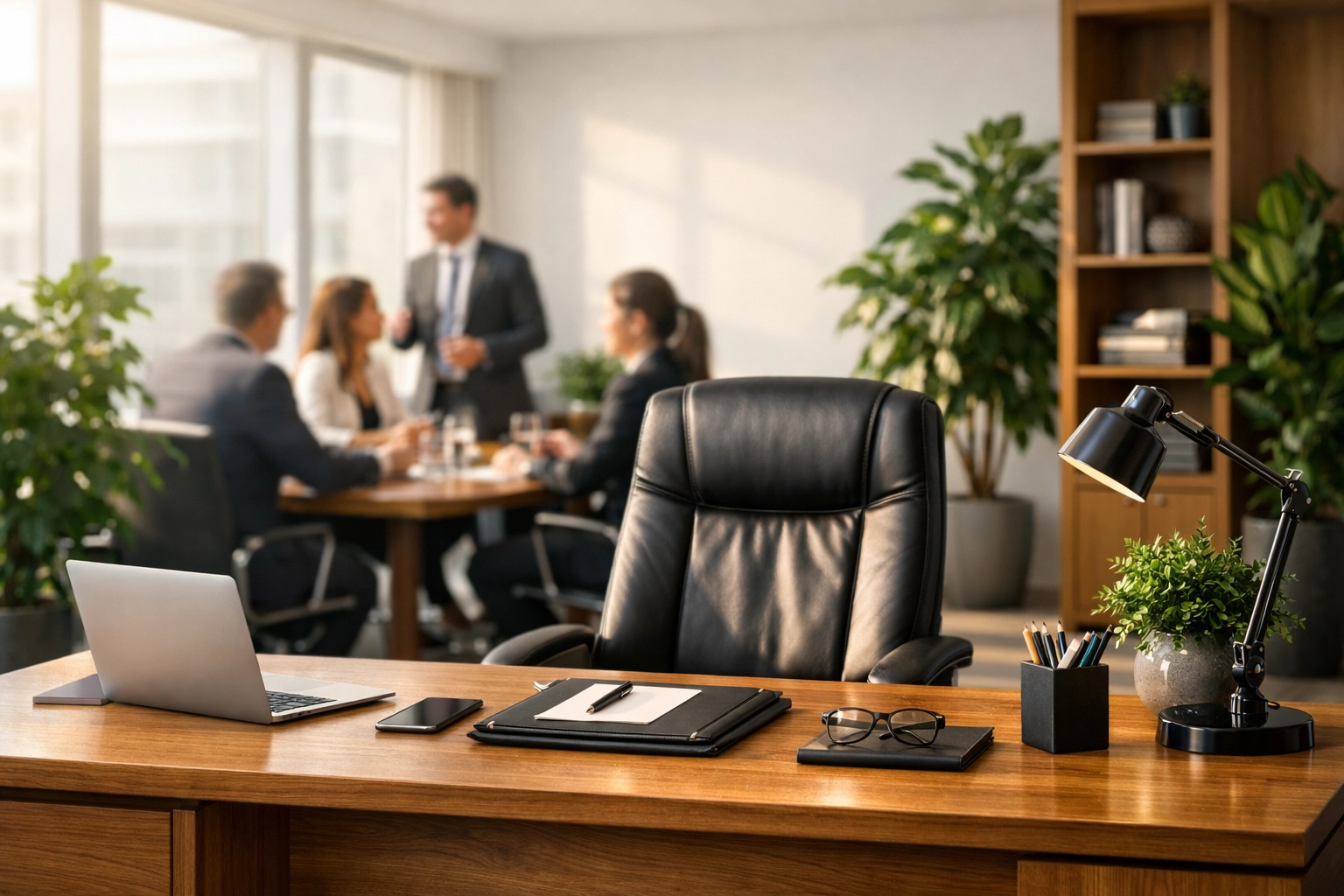 Modern property management office showing a professional team operating a turnkey business independently.