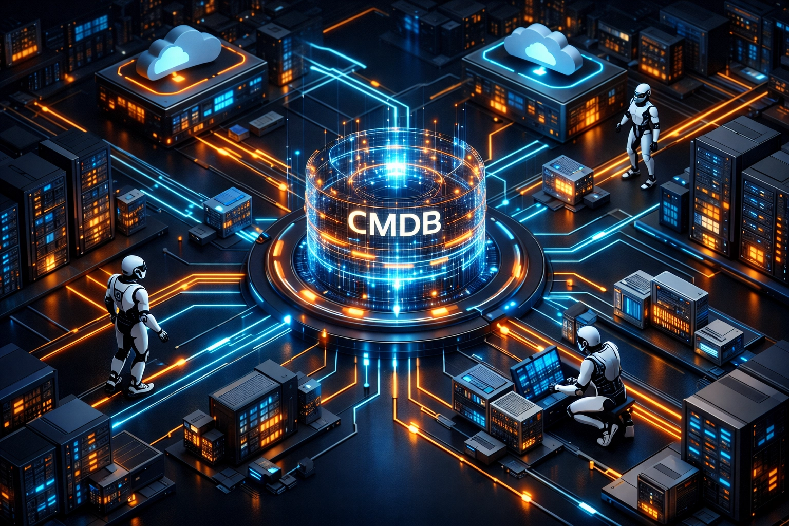 ITOM and ITAM infrastructure integration with CMDB and autonomous AI agents managing IT operations