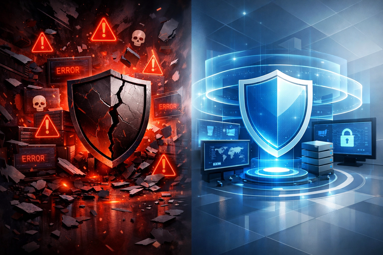 Comparison of reactive IT security versus proactive managed IT security monitoring