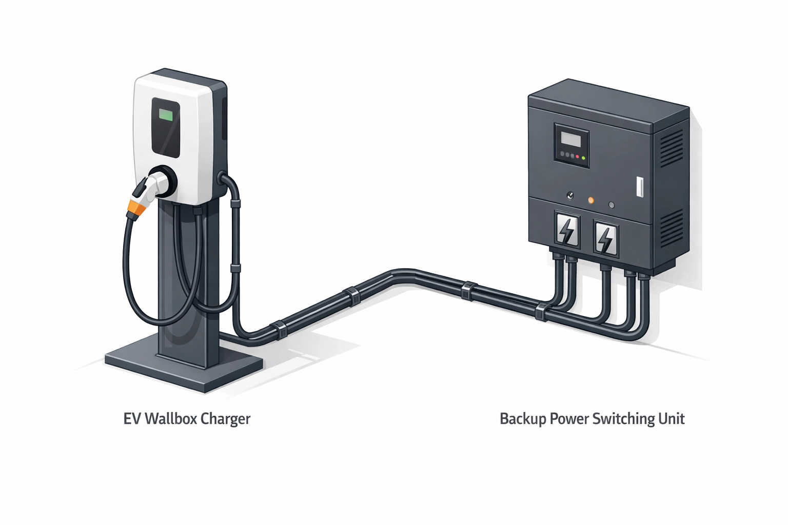 Wallbox-Ladestation mit Ersatzstromfunktion für Elektroautos und PV-Strom-Nutzung.
