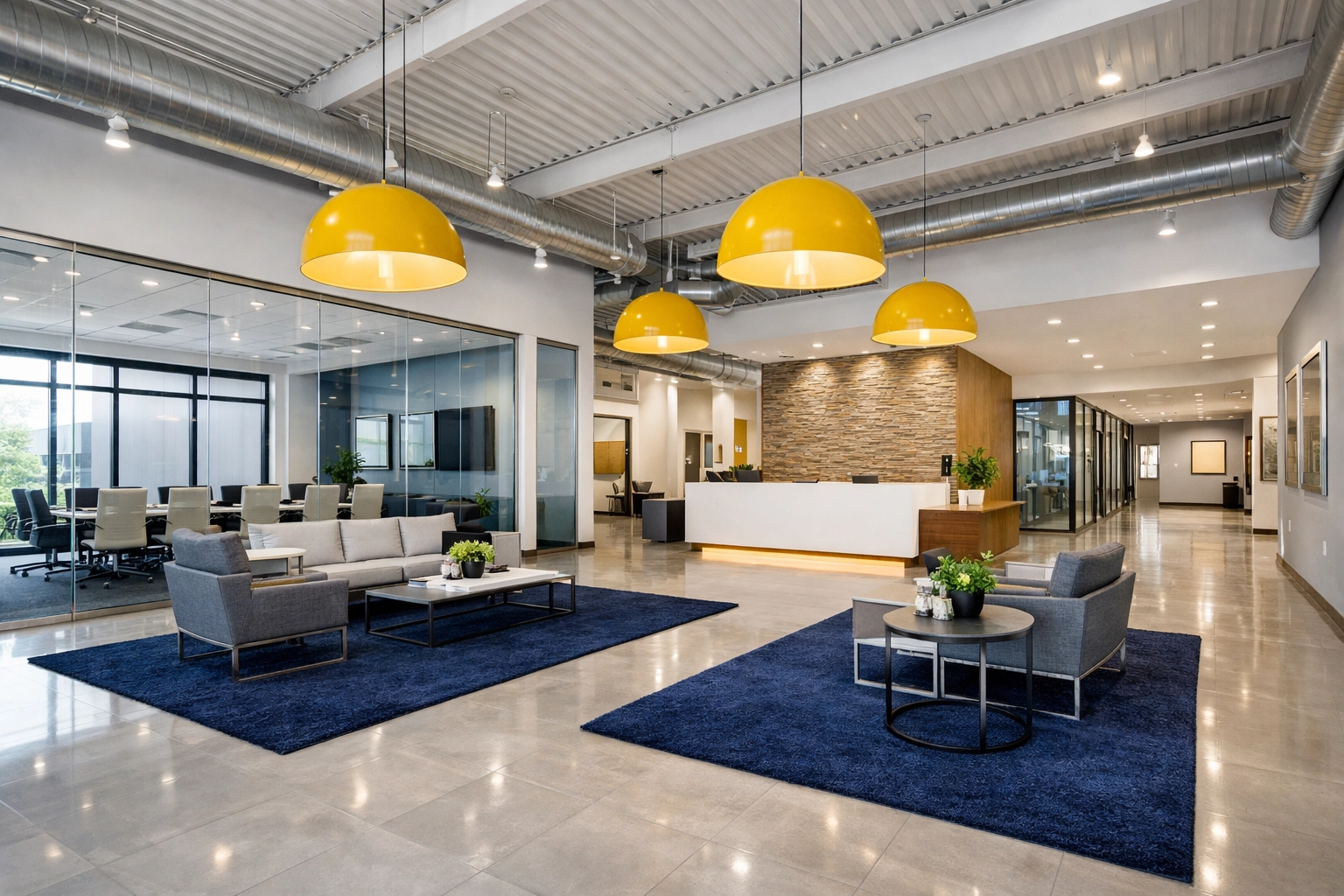 A professional building interior in the MetroWest region after a thorough commercial cleaning Boxborough service.