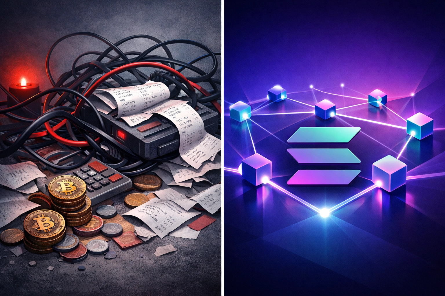 Comparison of traditional crypto processors versus streamlined Web3 Solana blockchain payments