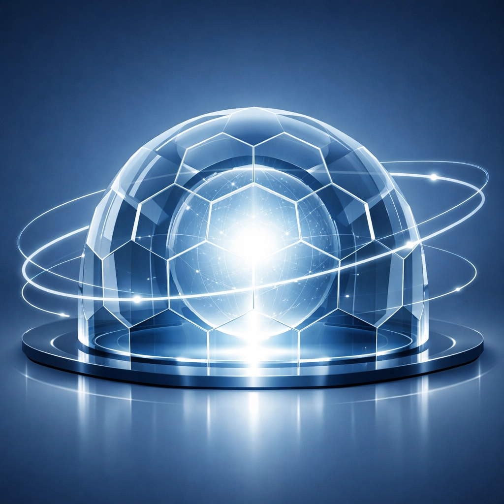 Protective digital sphere symbolizing secure data governance and automated compliance systems.