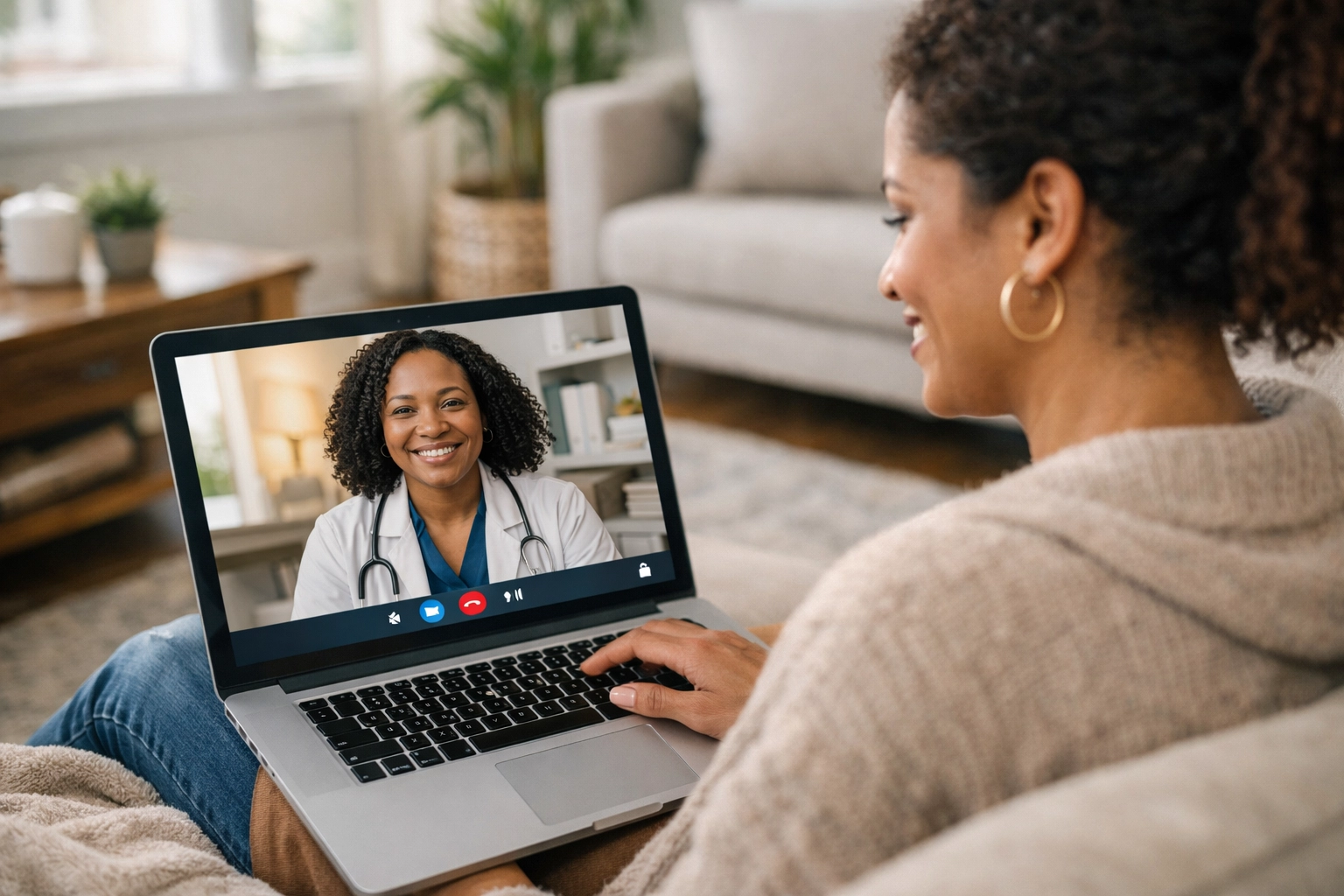 Patient having virtual telehealth consultation with California weight loss doctor