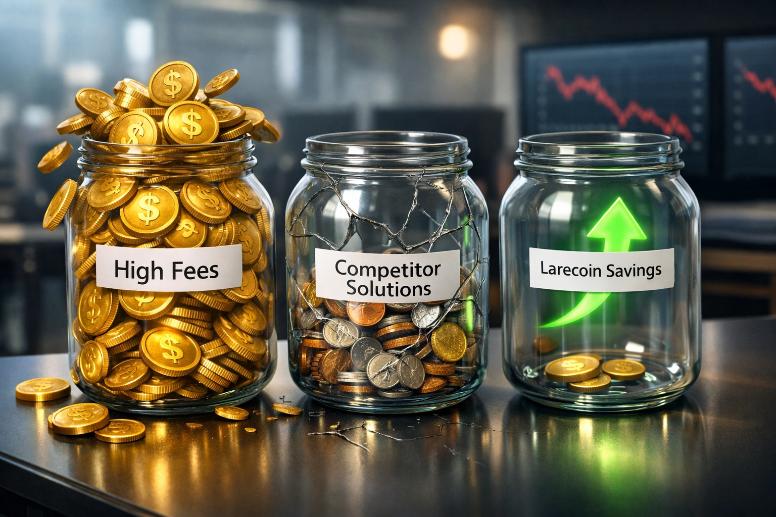 Visual comparison of merchant interchange fees showing traditional processors vs crypto payment savings