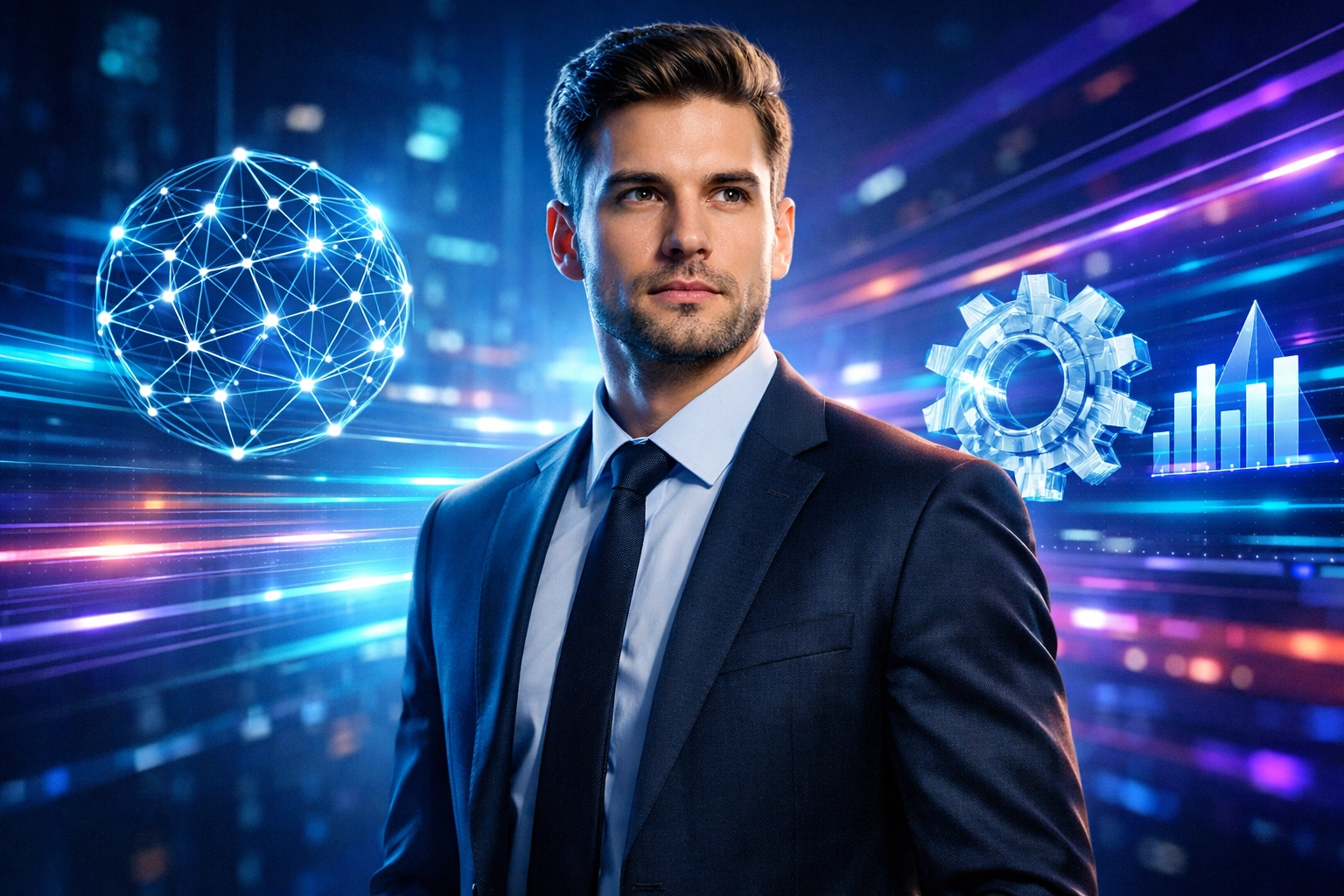 Young professional in a high-tech digital environment bridging high school esports skills to corporate workforce careers.