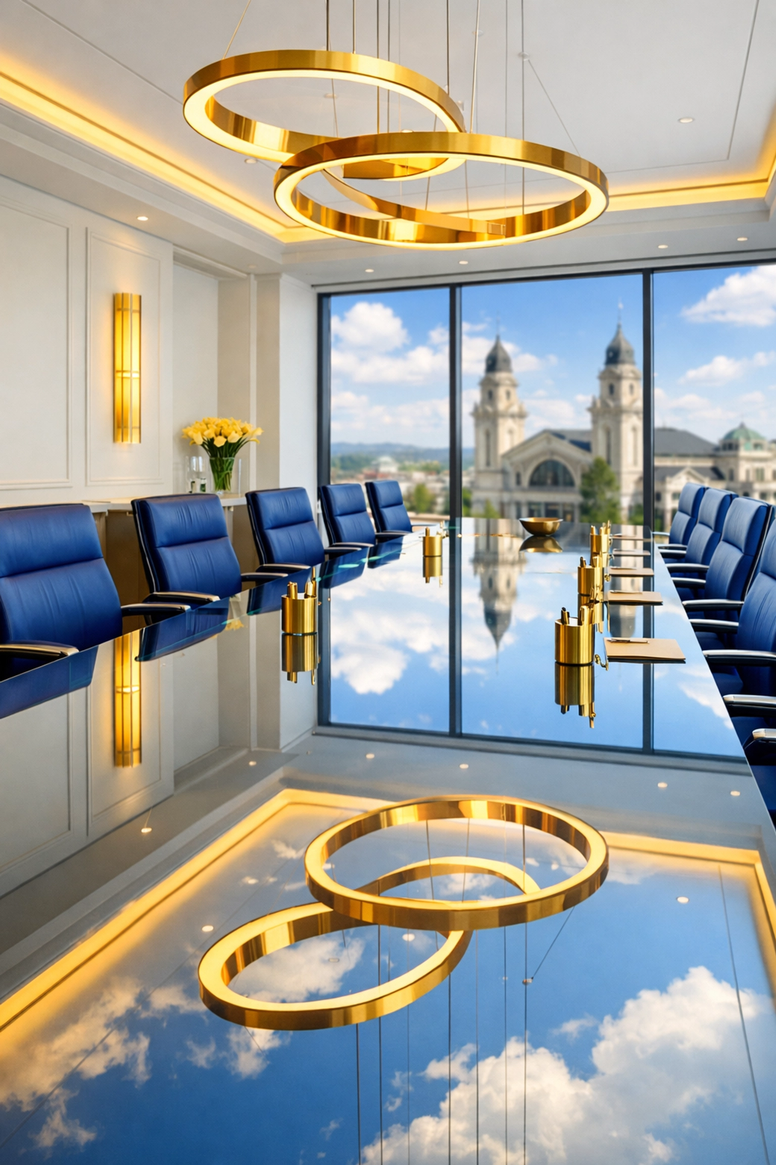 Impeccable executive boardroom in Worcester with a polished glass table showing expert office maintenance.