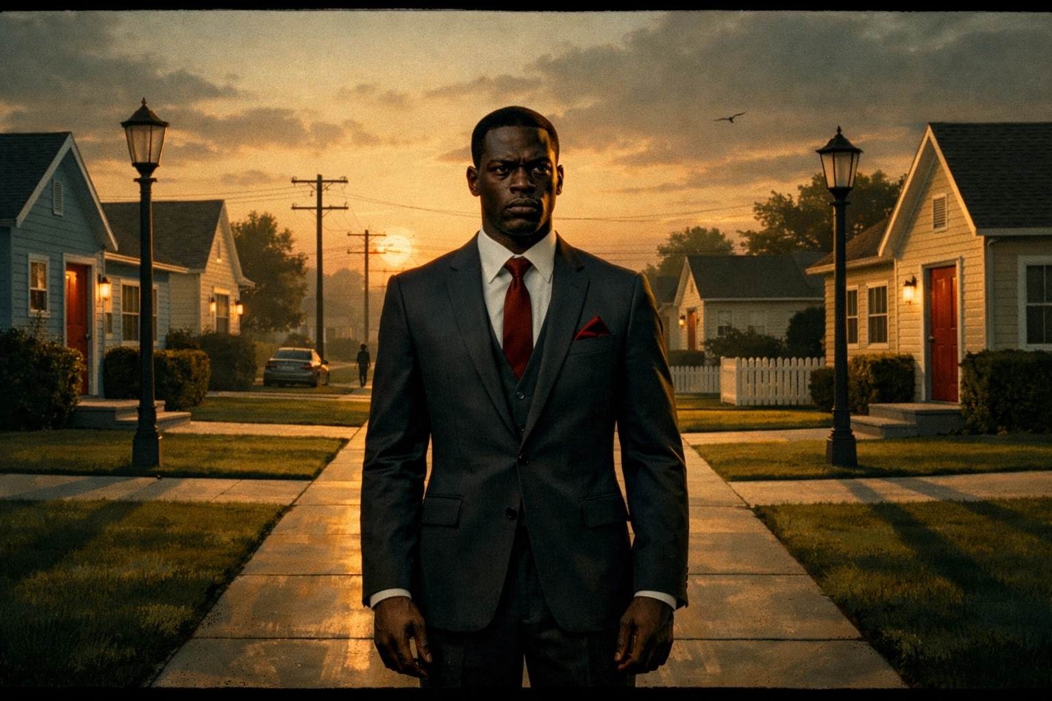 Sterling K. Brown in an eerie suburban setting from Paradise Season 2 thriller series