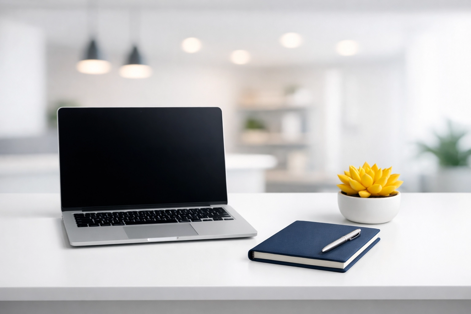 Minimalist clean desk setup for productive office cleaning in Holliston MA.
