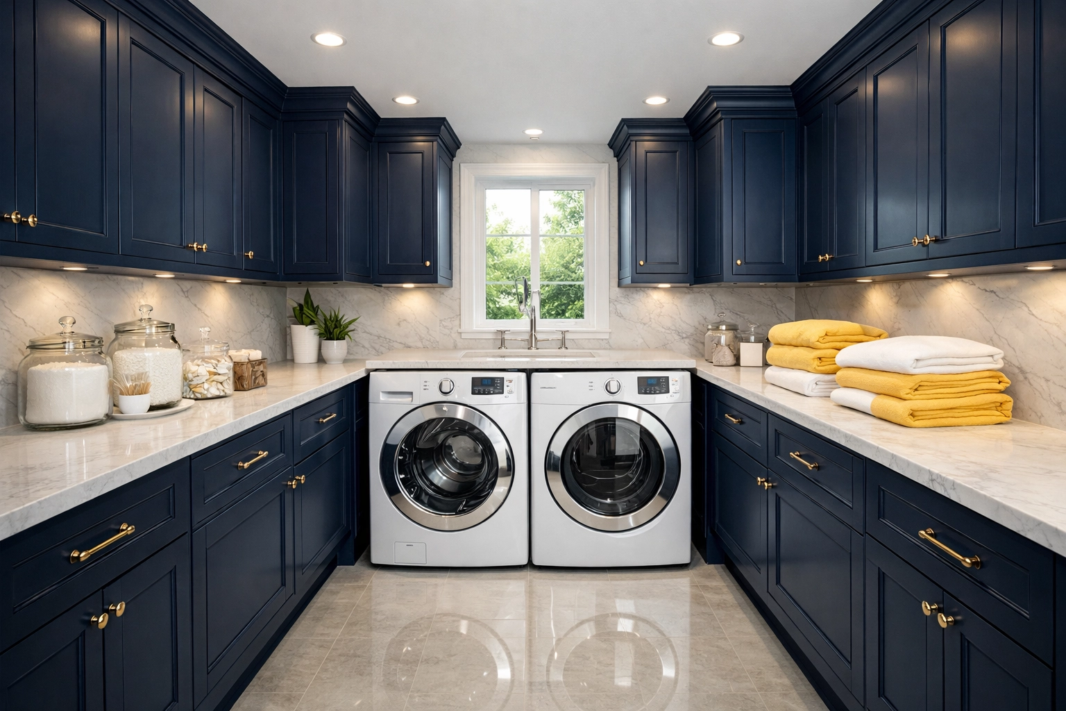 A professionally cleaned luxury laundry room, ideal for weekly house cleaning maintenance.