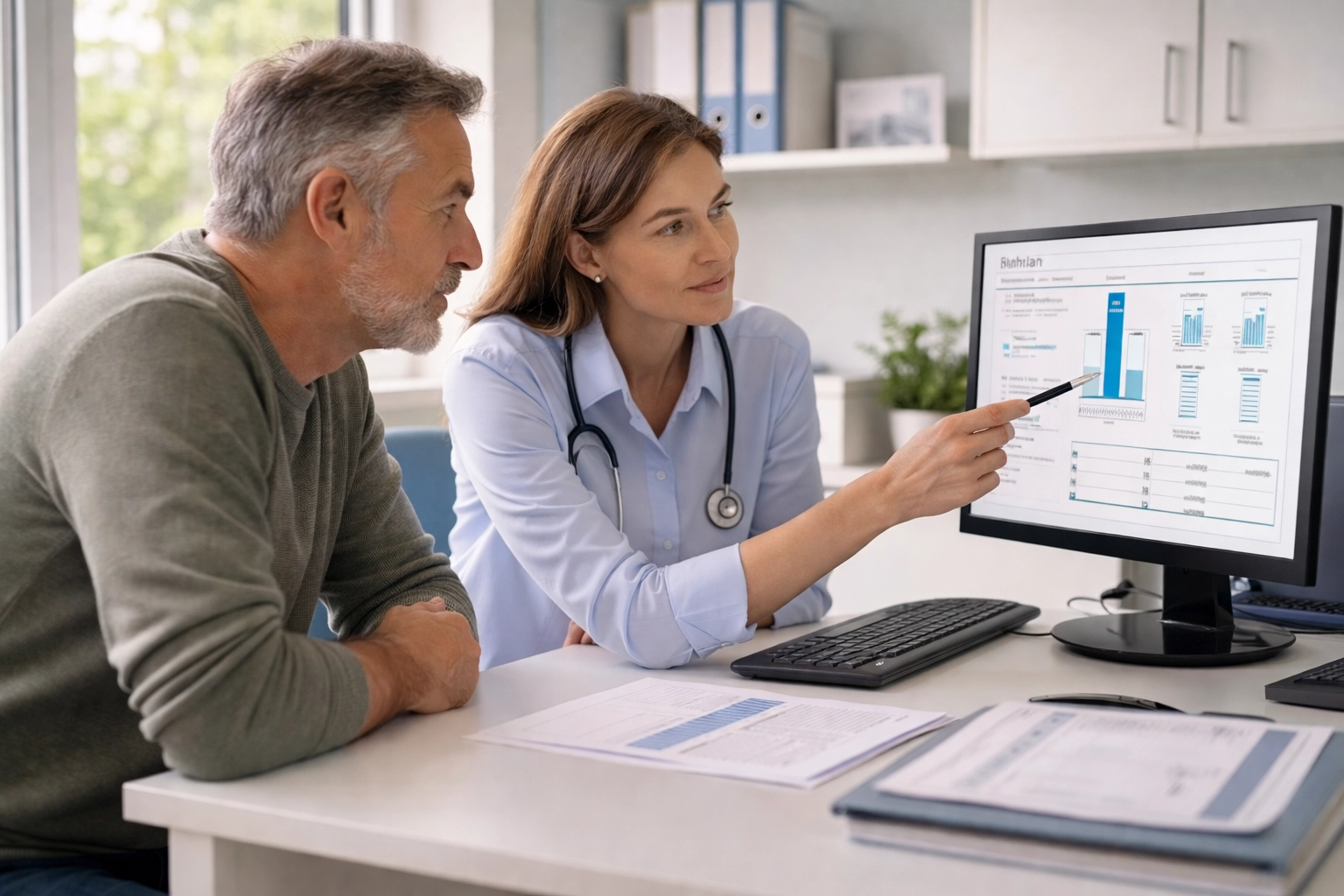 Patient and GP in shared decision-making consultation about respiratory care in the UK