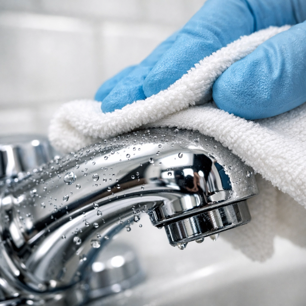 Deep bathroom sanitizing by professional cleaning services Orlando with medical-level detail.