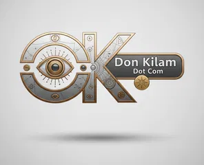 Stylized metallic “OK” logo with intricate geometric designs