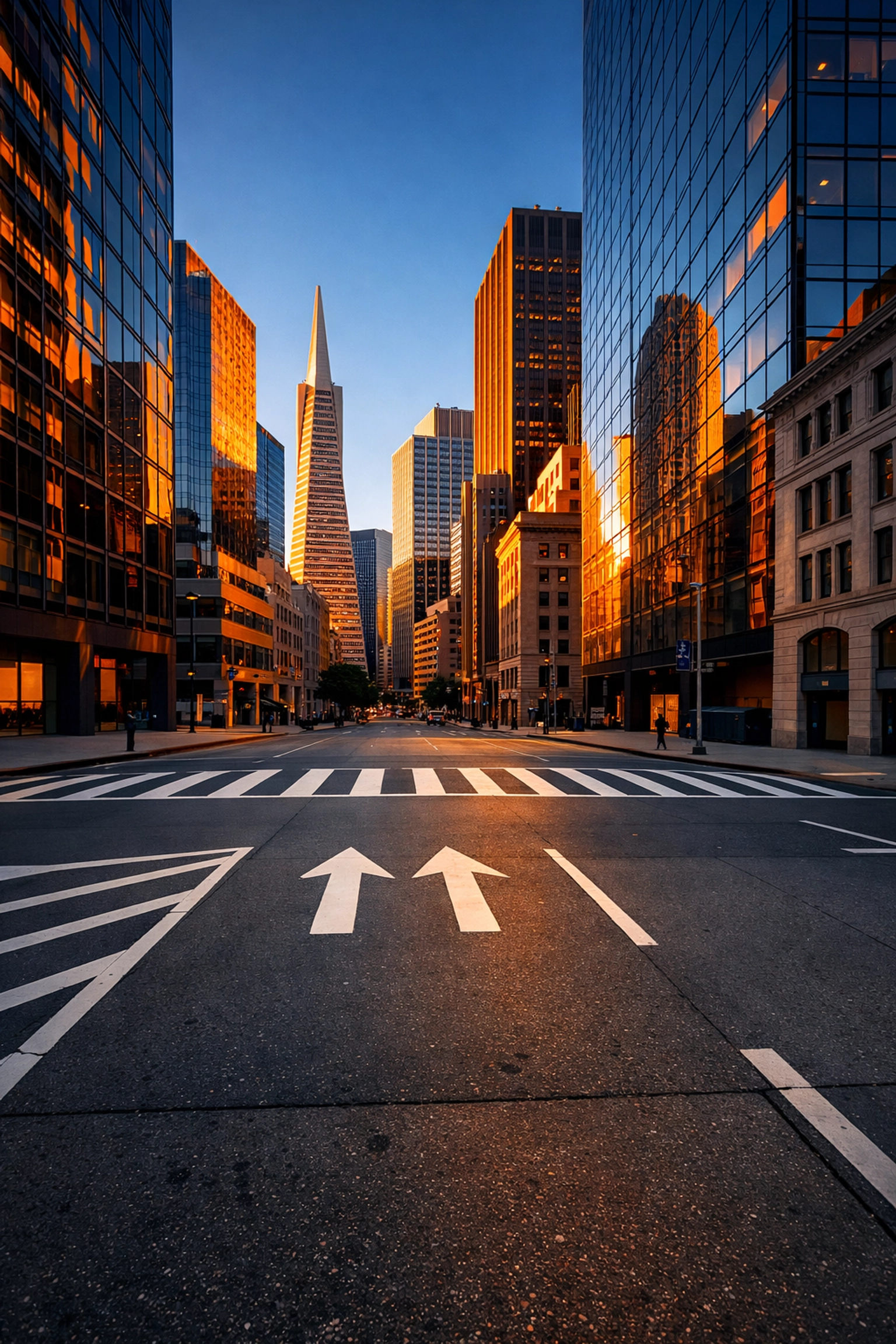San Francisco Financial District office towers with empty streets showing downtown vacancy