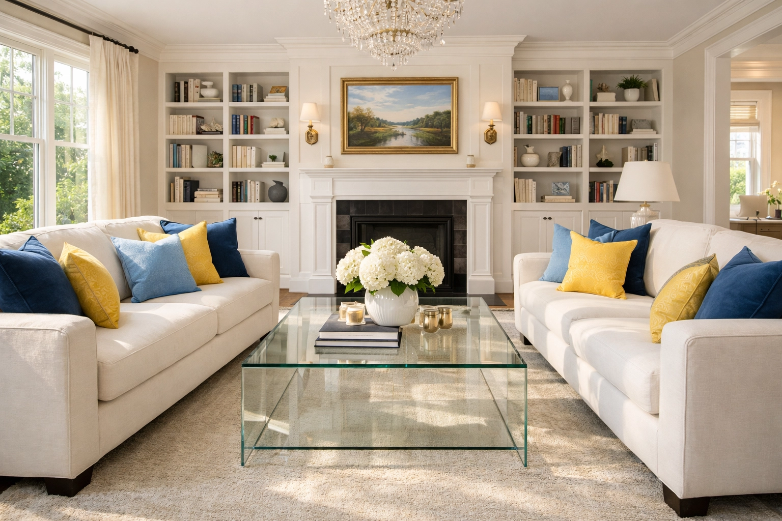 A healthy, sparkling Wellesley home living room after professional deep cleaning services.