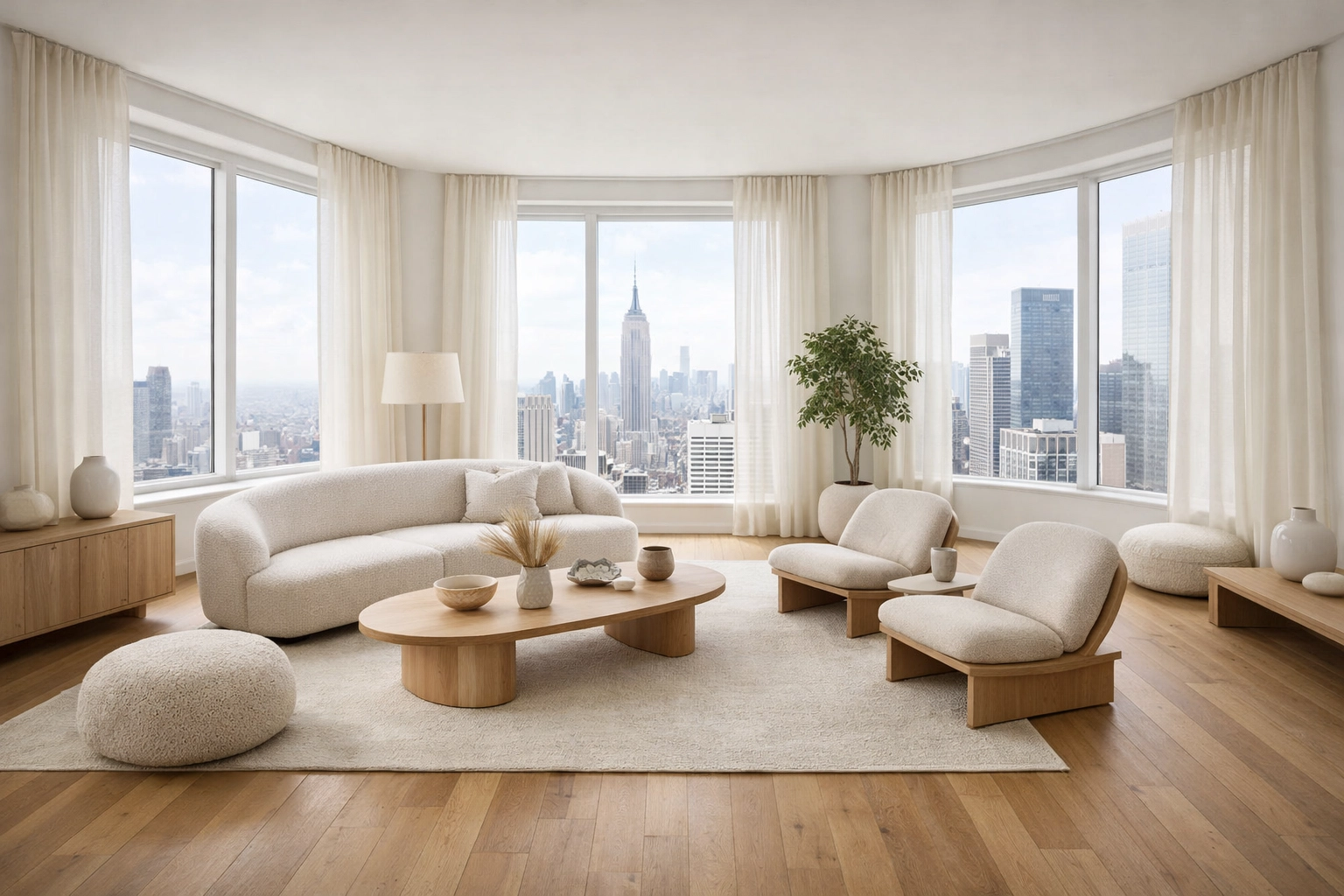 Bright NYC apartment with non-toxic hardwood floors designed for holistic wellness.