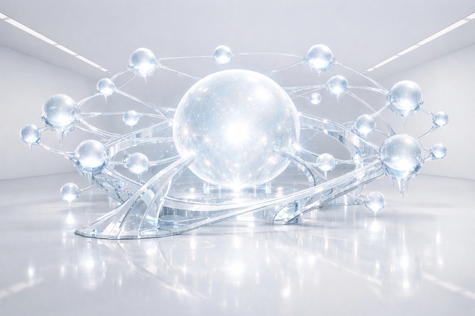 A visual representation of semantic topic clusters connecting subtopics to a main pillar page.