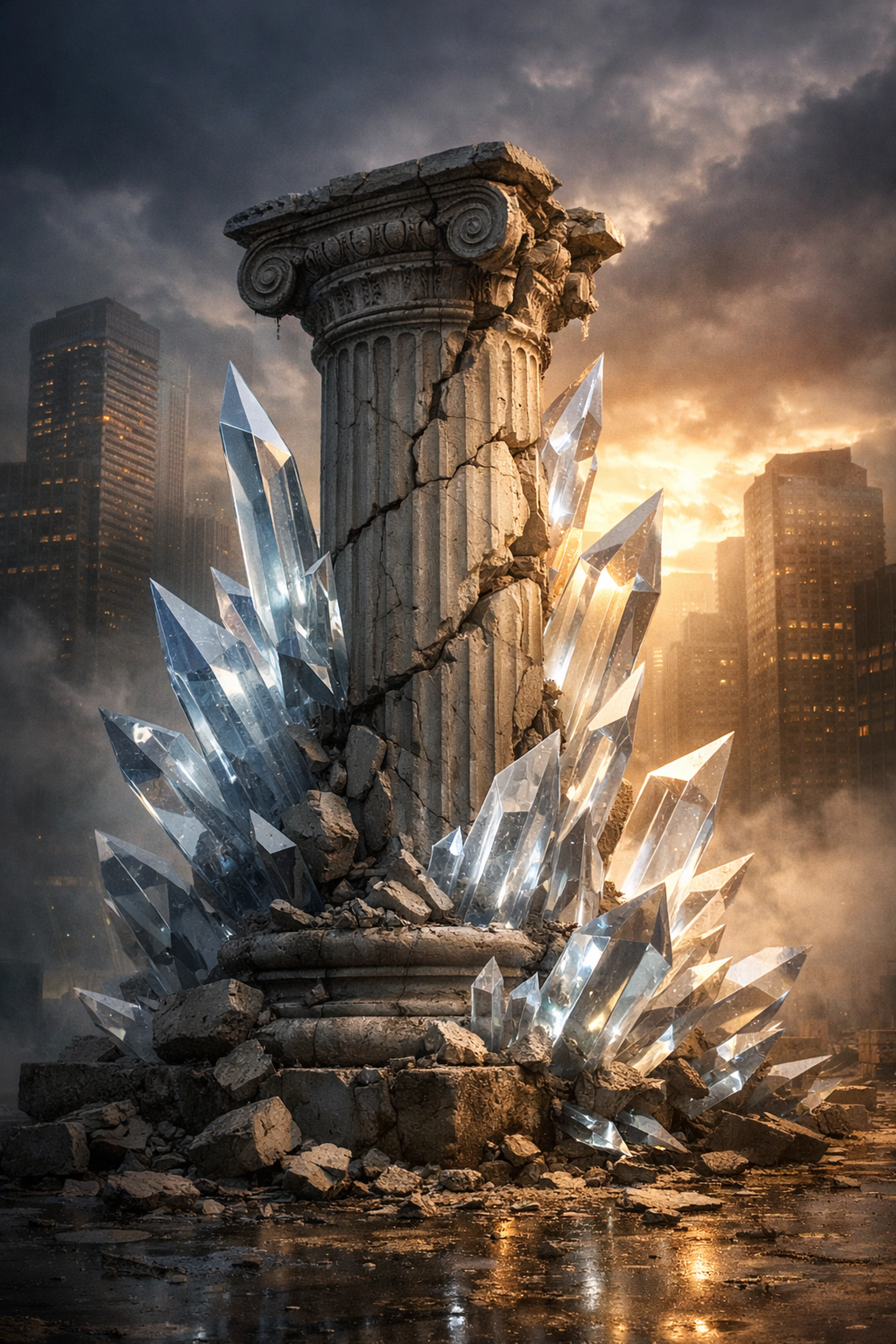 Traditional investment model transitioning to modern diversified portfolio strategies