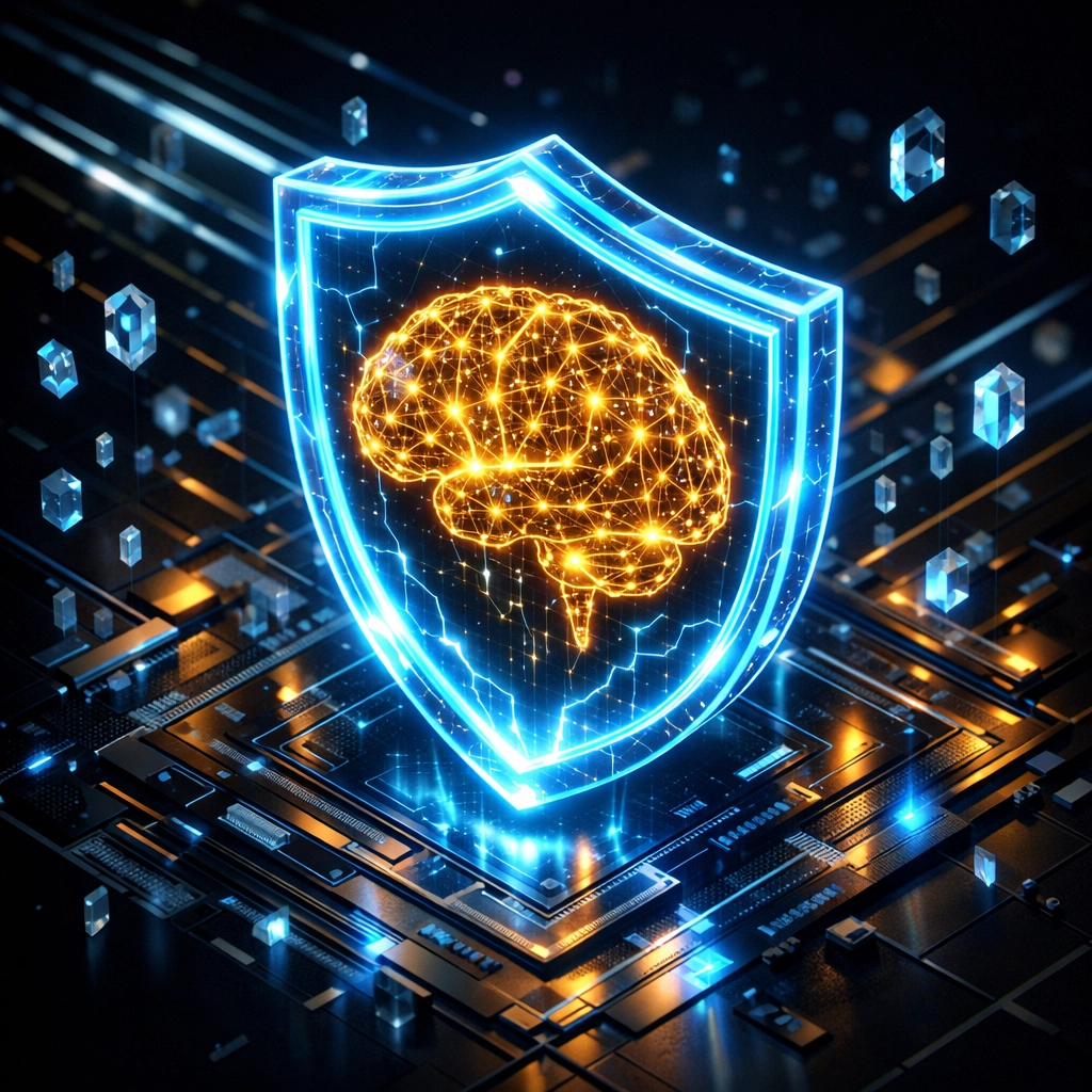 AI-driven security shield protecting Web3 crypto payments from fraud and bot activity on Larecoin.ai.