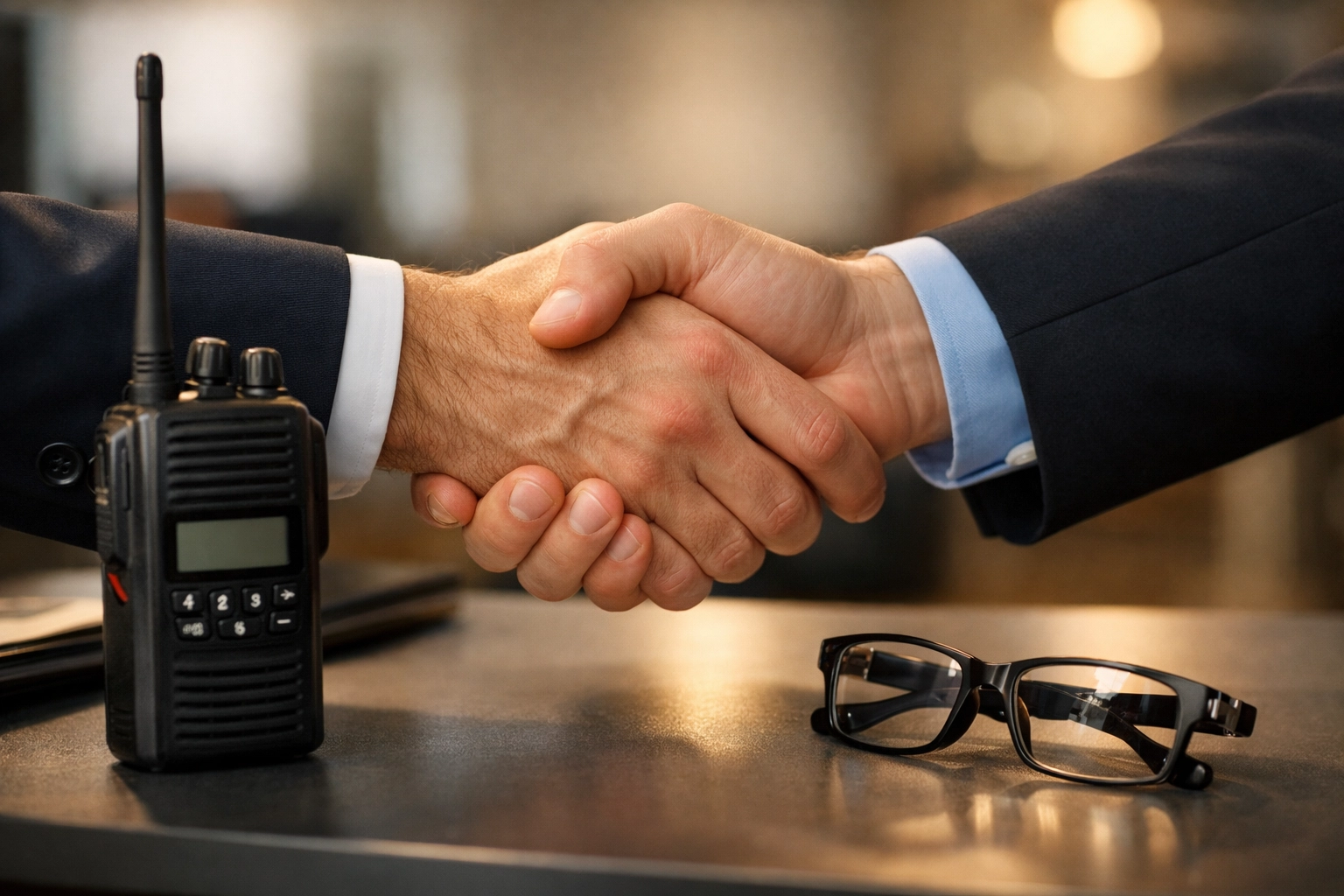 Business handshake representing a partnership for professional SIA ACS security consultancy.