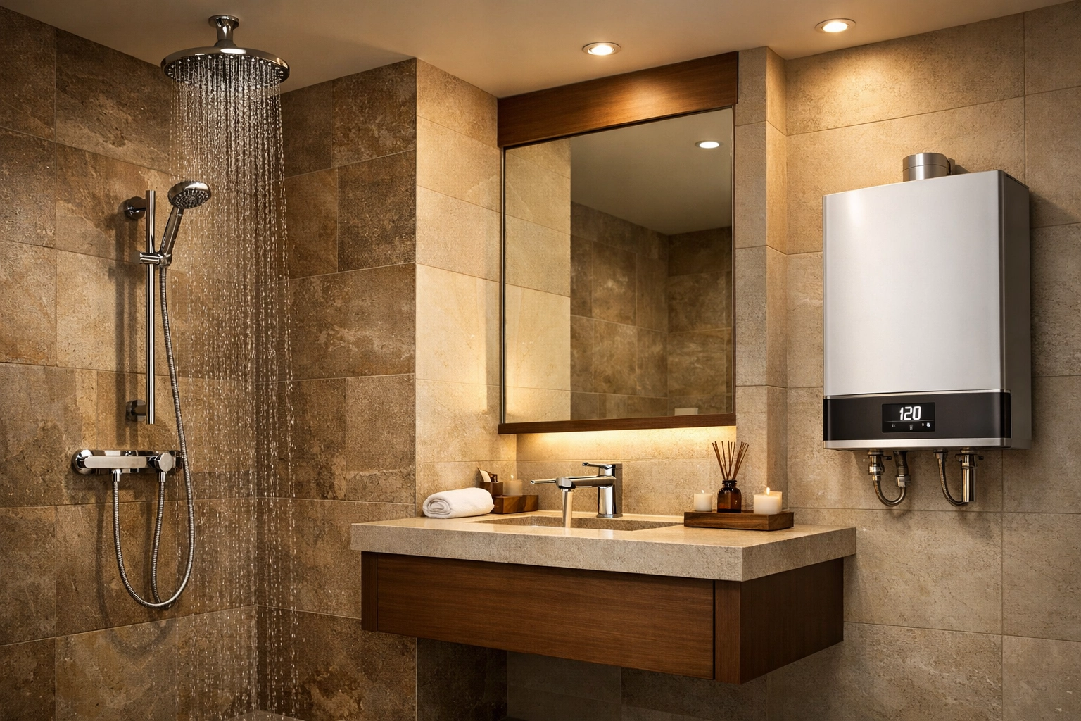 Luxury bathroom renovation Orlando featuring water-saving fixtures and spa-like design