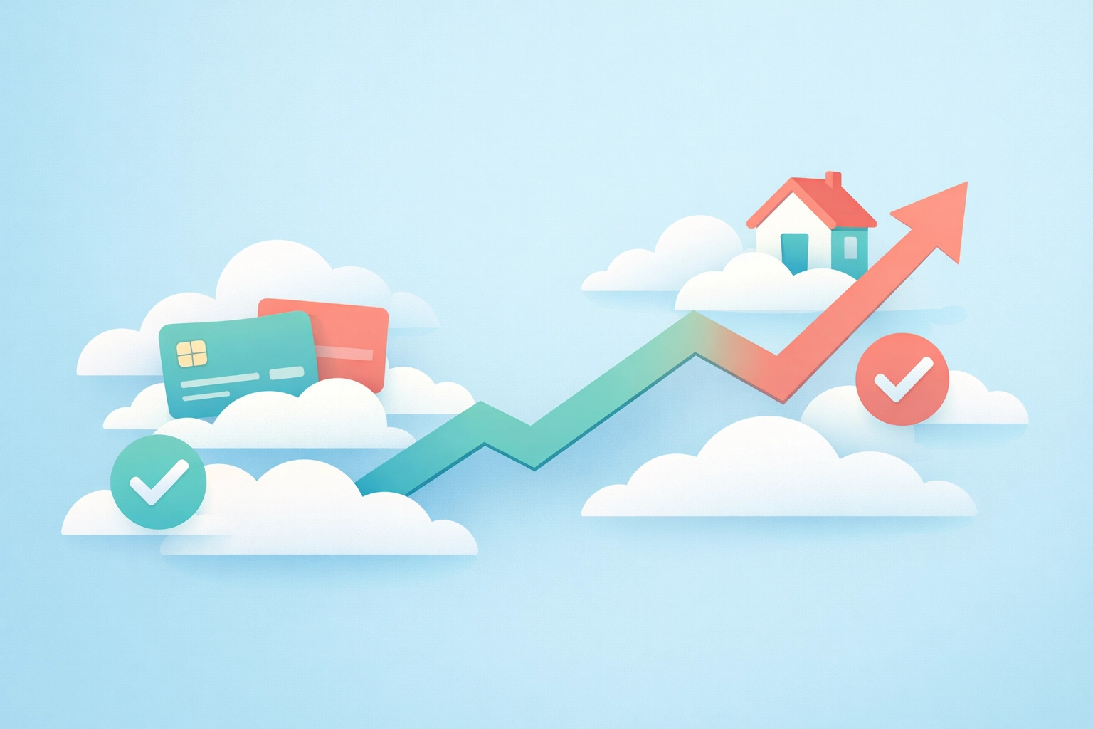 Gráfica de mejora de crédito mostrando estrategias para subir tu score rápido y comprar casa