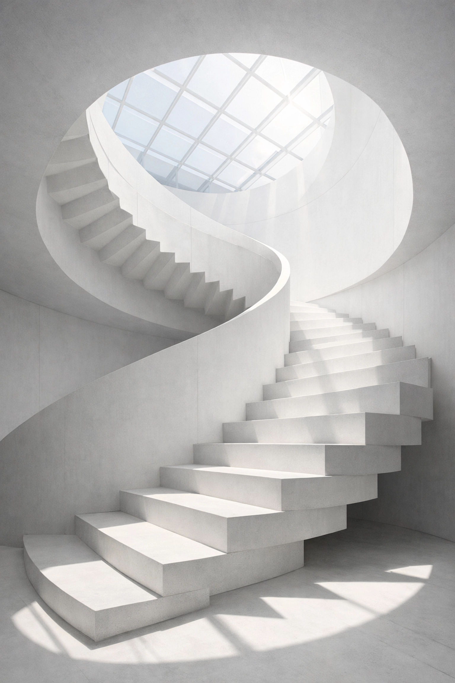 A modern spiral staircase symbolizing business growth and scaling sales operations with automation.
