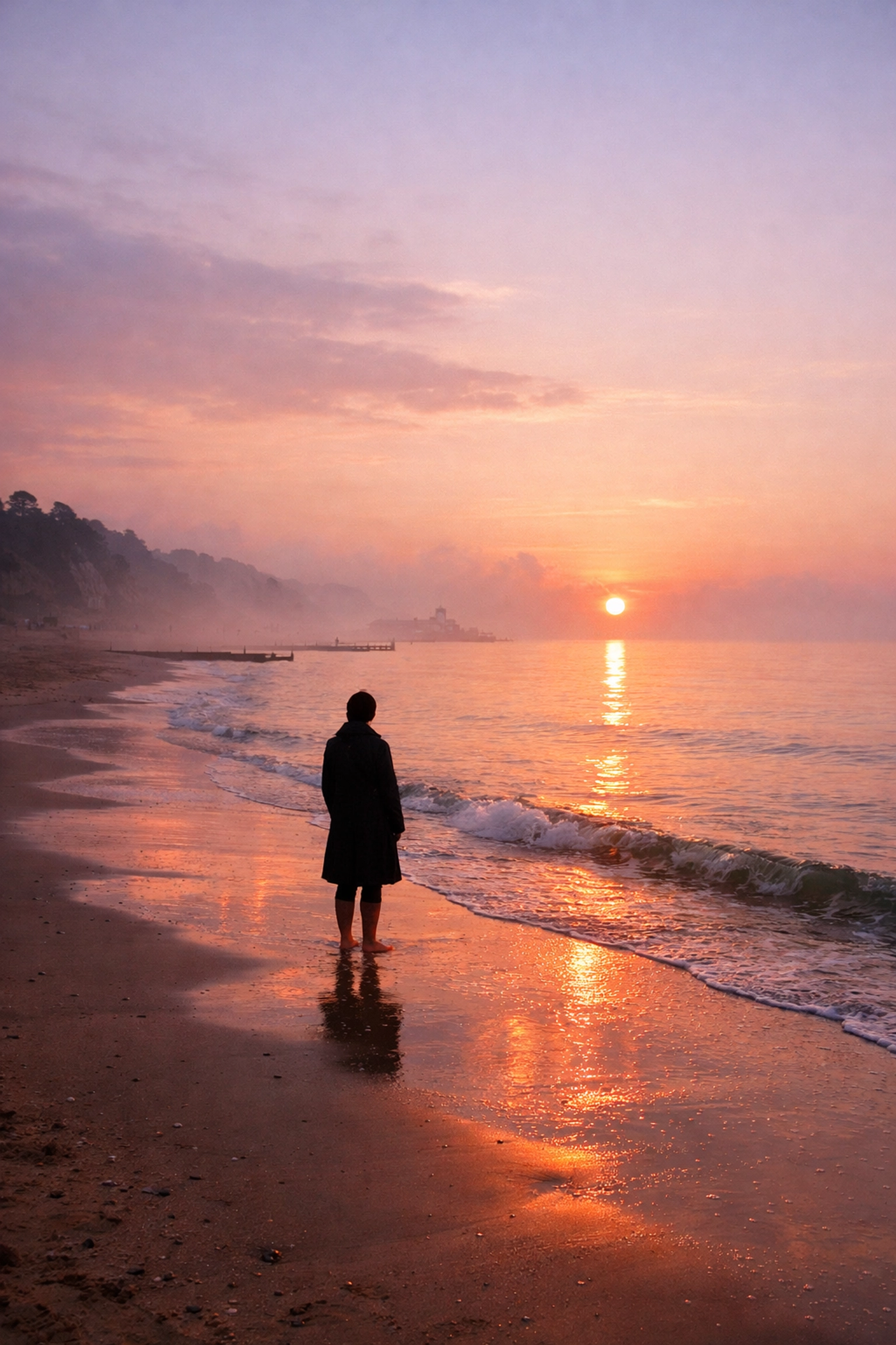 Peaceful dawn at Bournemouth Beach ideal for intimate ash scattering ceremony