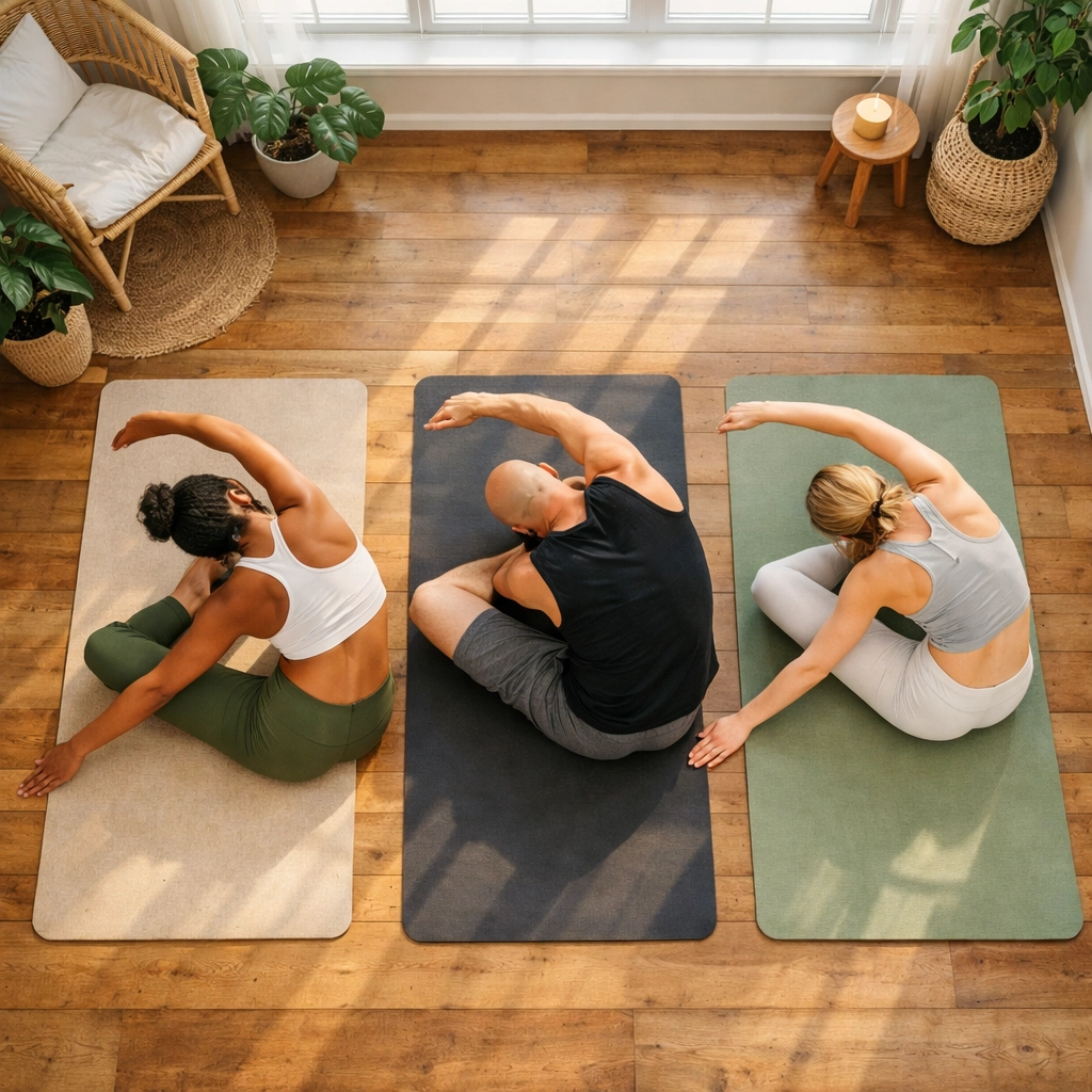 Athletes performing mobility stretching exercises for injury prevention and flexibility