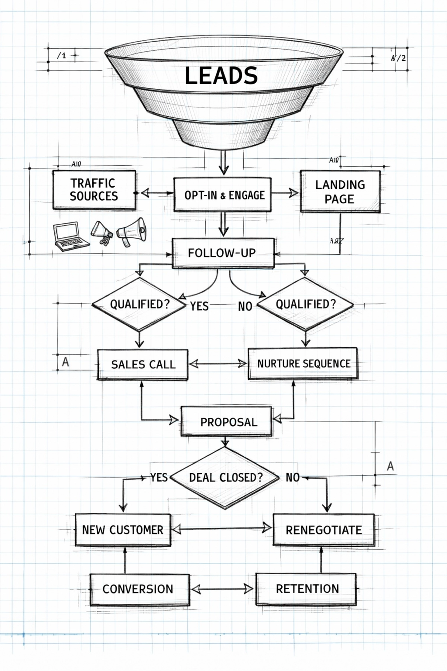 Sales automation blueprint mapping sales funnel stages to remove bottlenecks and restore capacity